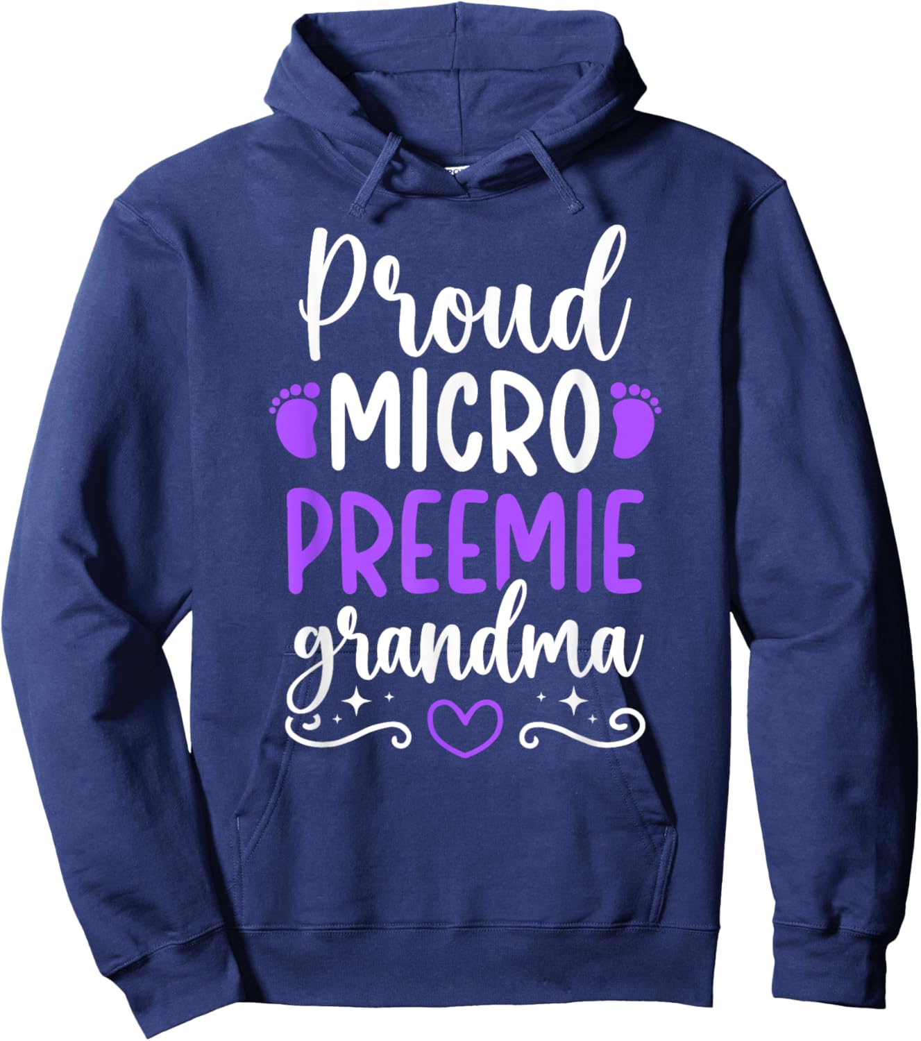 Proud Micro Preemie Grandma NICU Grandma Of NICU Warrior Hoodie - Hoodie | Navy