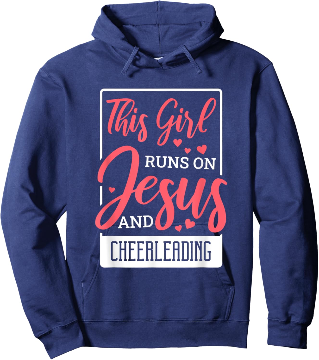 This Girl Runs On Jesus, Cheering Christian Cheerleader Hoodie - Hoodie | Navy