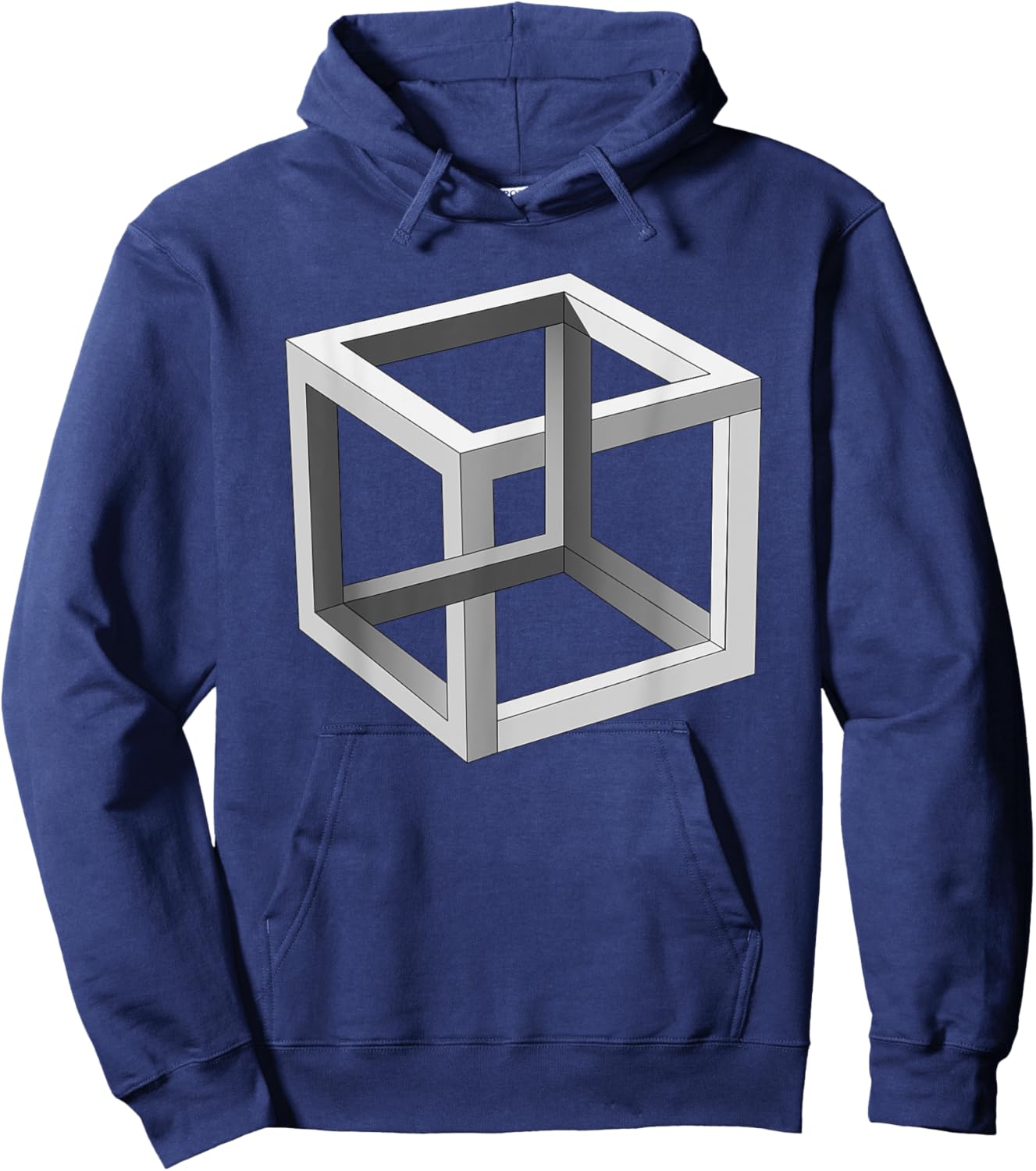 Cube Optical Illusion Necker Cube Architect Optical Illusion Hoodie - Hoodie | Navy