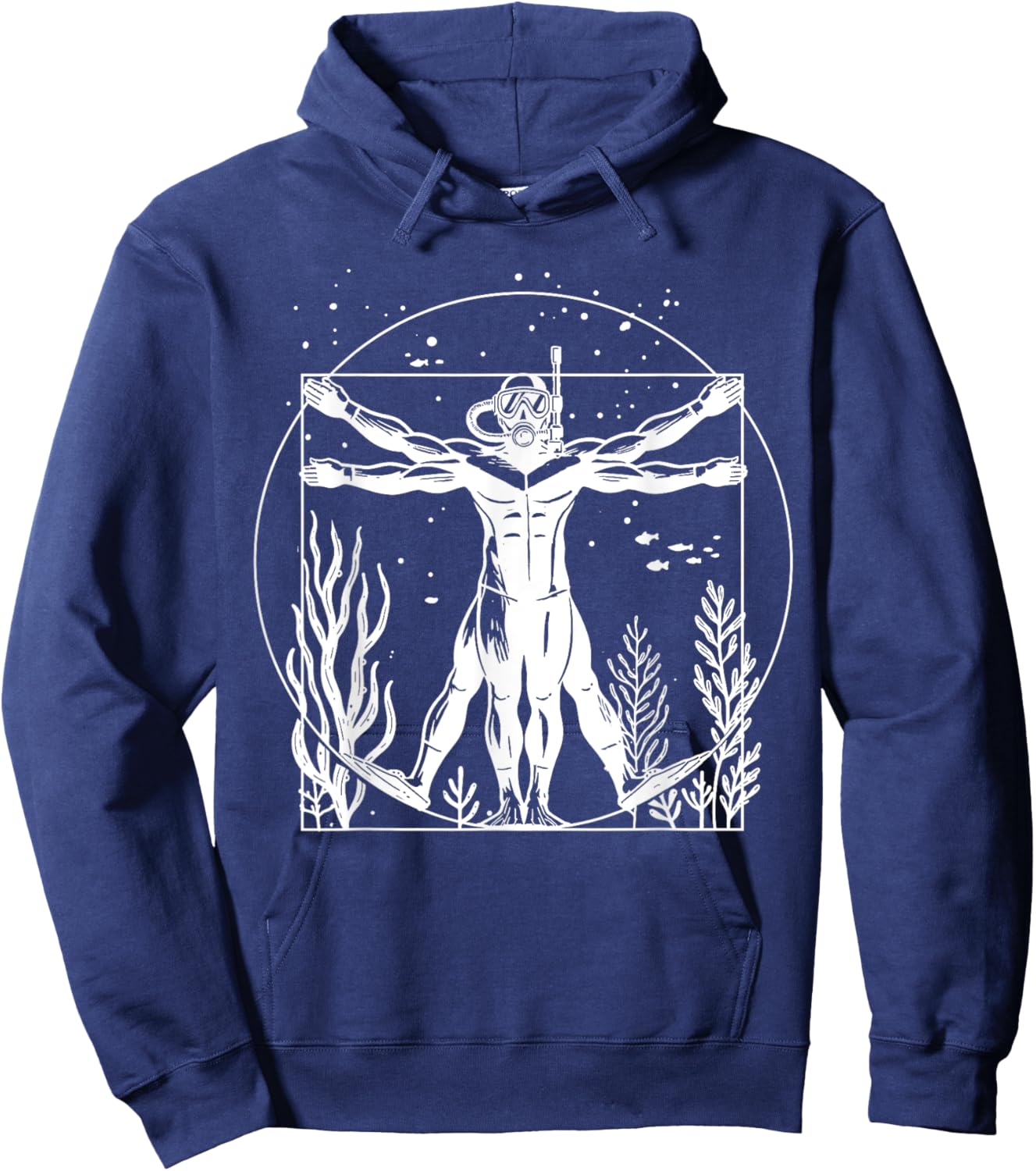 Vitruvian Scuba Diver Shirt Funny Scuba Diving Vitruvian Man Hoodie - Hoodie | Navy