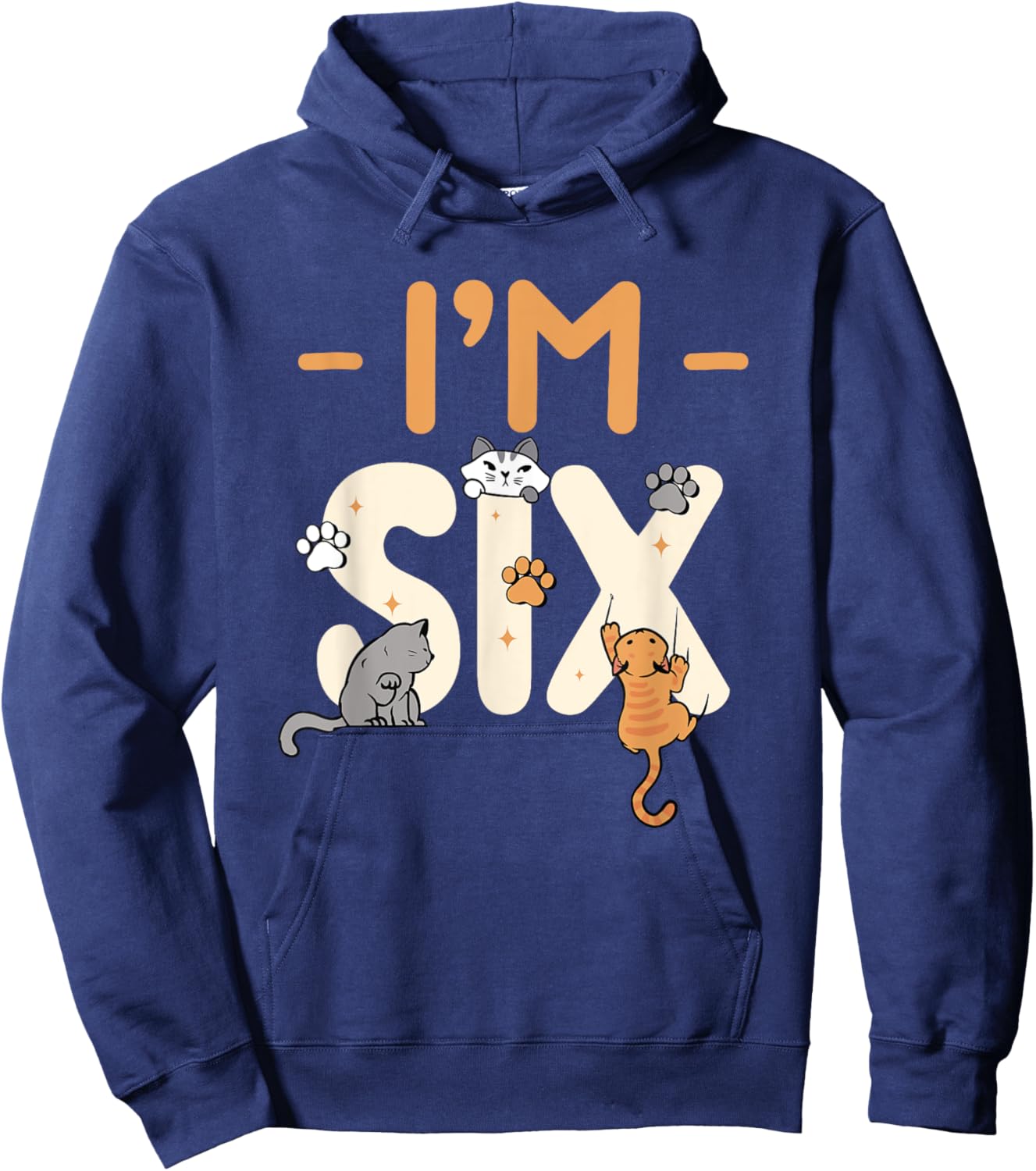Cat 6 Years Old I'm Six 6th Birthday Party Kitten Cat Hoodie - Hoodie | Navy