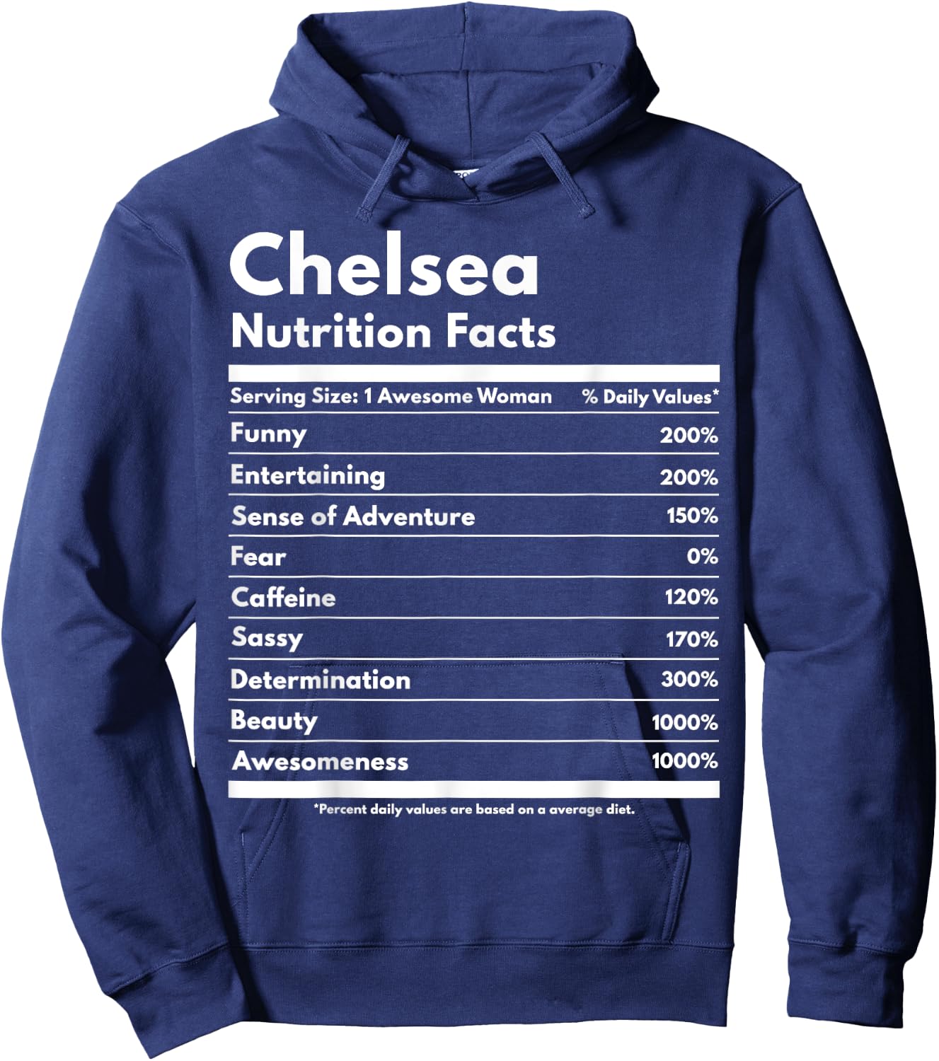 Chelsea Nutrition Facts Gift Funny Personalized Name Chelsea Hoodie - Hoodie | Navy