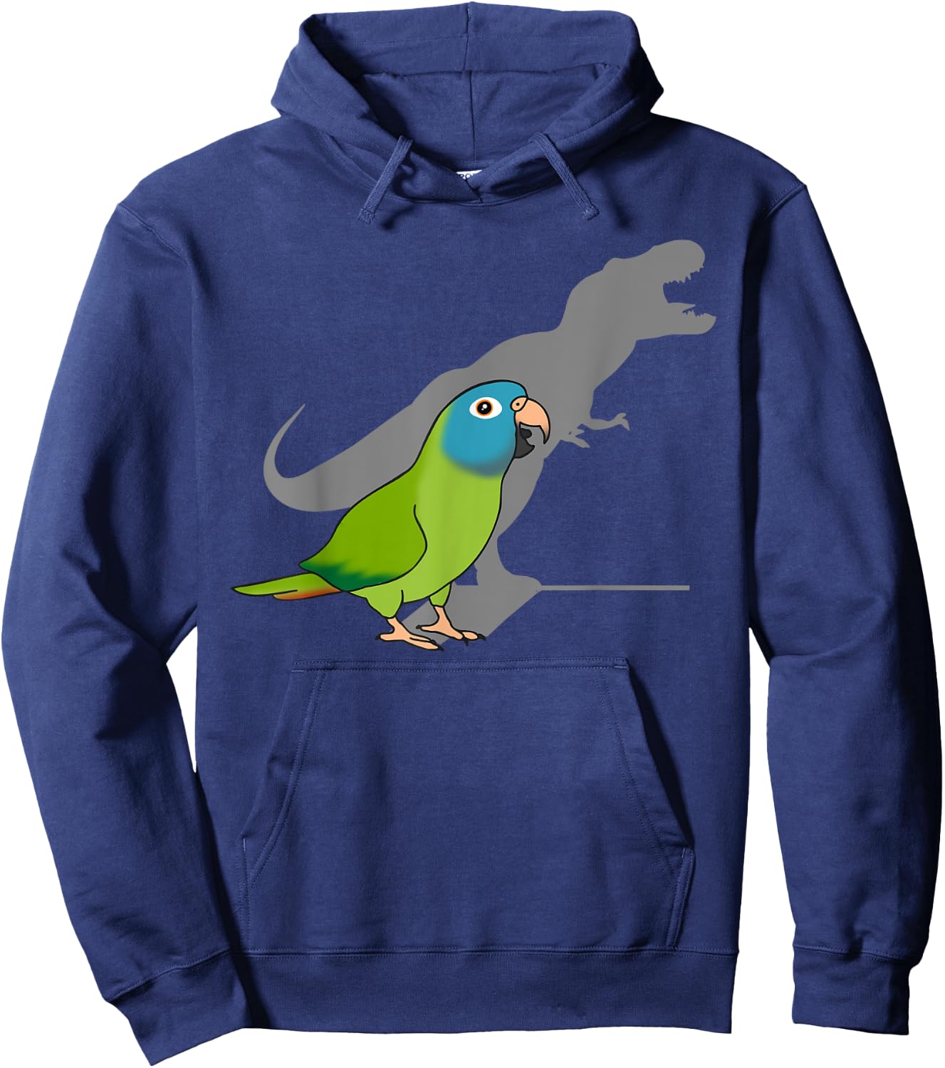 T-rex Blue Crowned Conure, Funny Dinosaur Shadow Parrot Hoodie - Hoodie | Navy