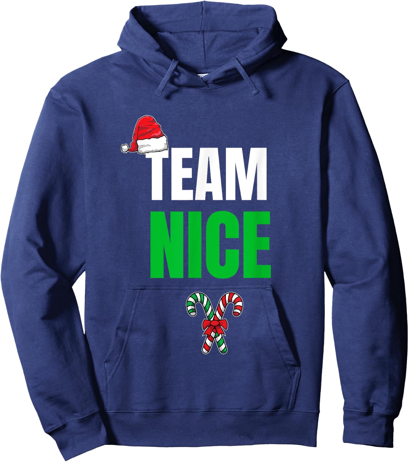 Team Naughty Nice Funny Holiday Christmas T Shirt Hoodie - Hoodie | Navy