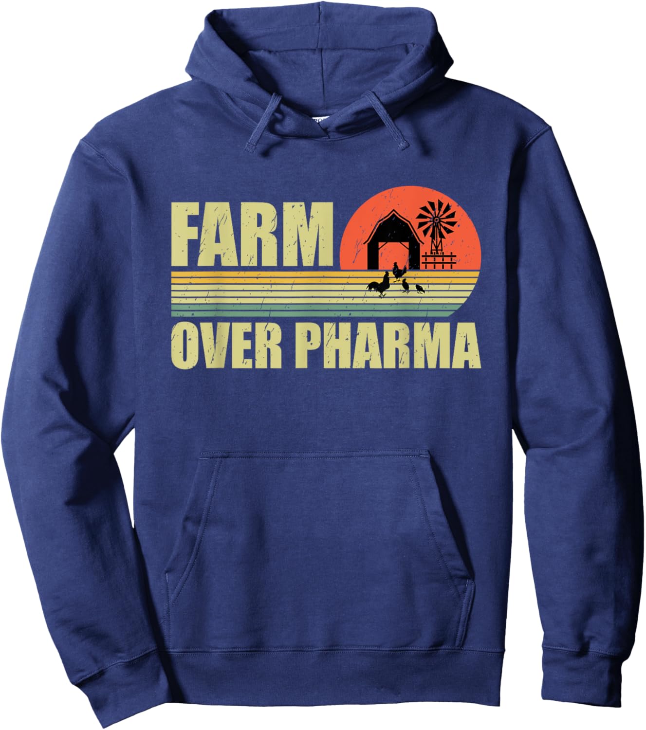 Farm Over Pharma Family Farming Mom Dad Grandpa Vintage Hoodie - Hoodie | Navy