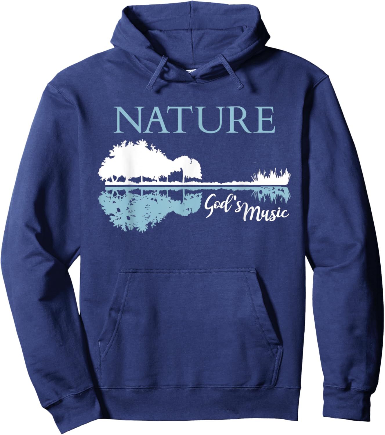 Nature God's Music Christian Outdoors Musician Guitar Lake Hoodie - Hoodie | Navy