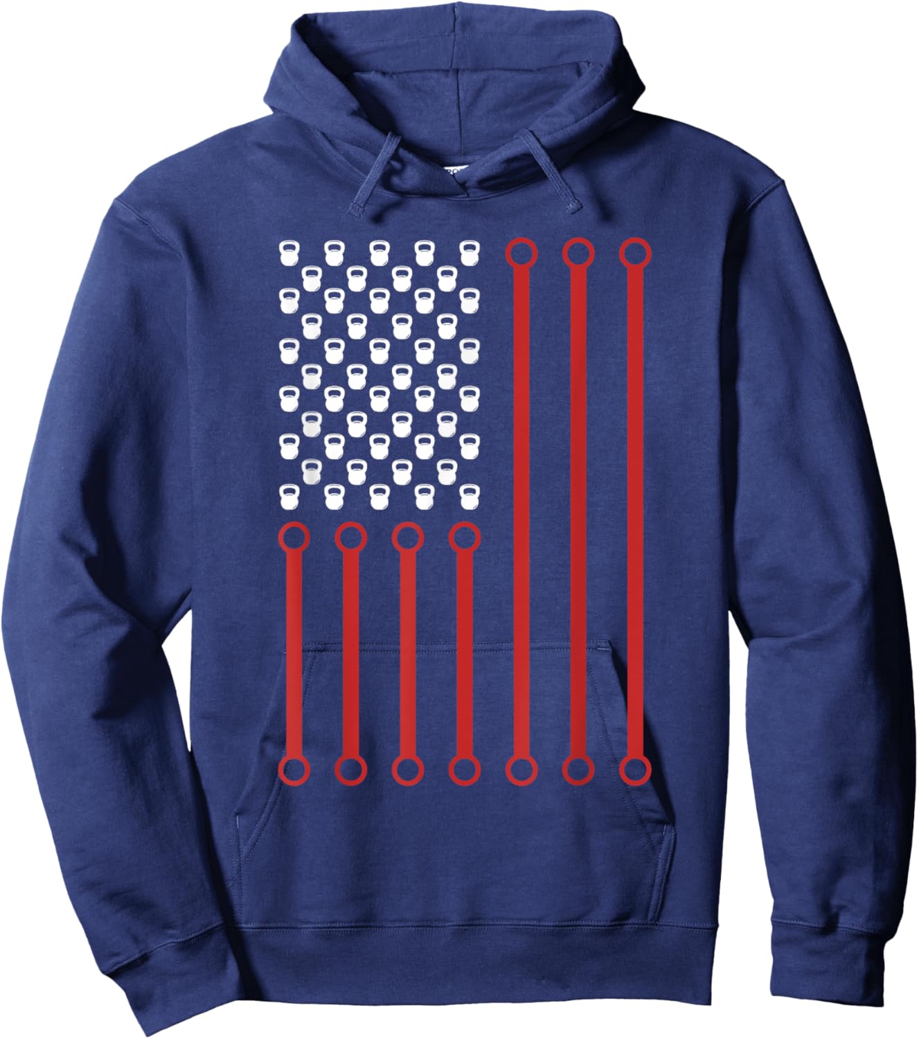 Kettlebell Workout American Flag Fitness Training Kettlebell Hoodie - Hoodie | Navy