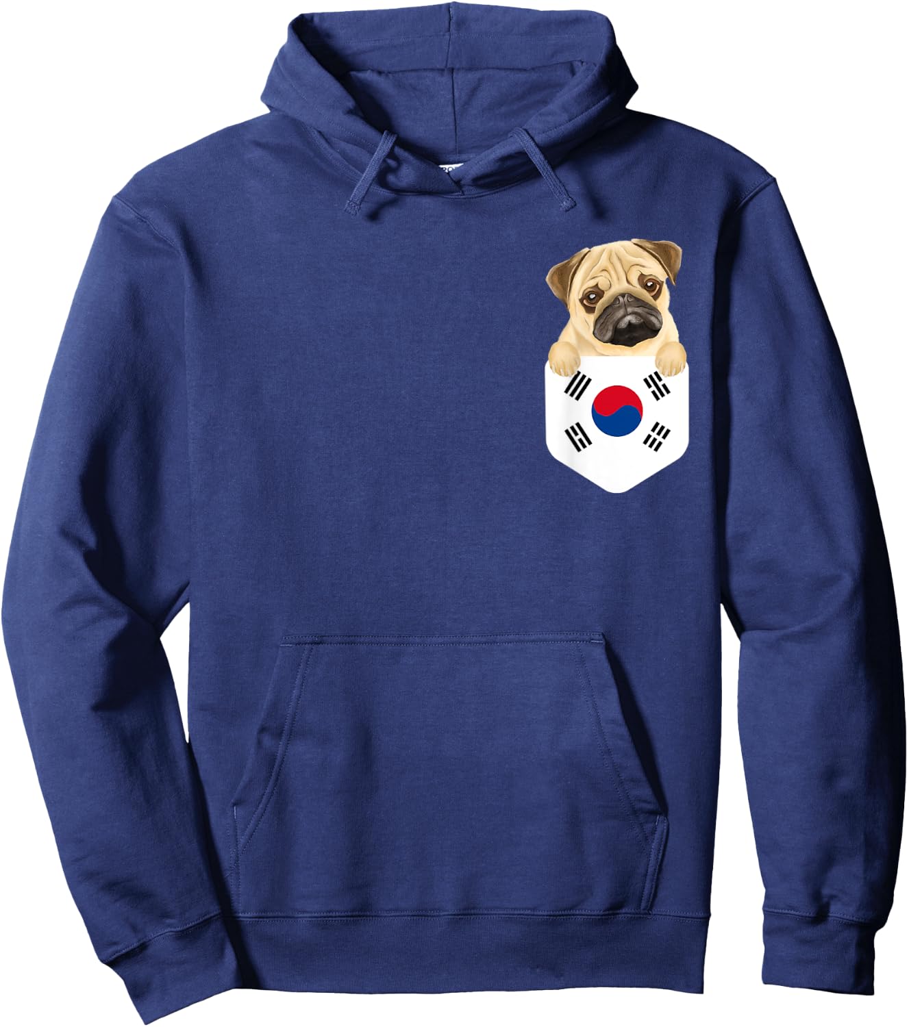 South Korea Flag Pug Dog In Pocket Men Women Kids Hoodie - Hoodie | Navy