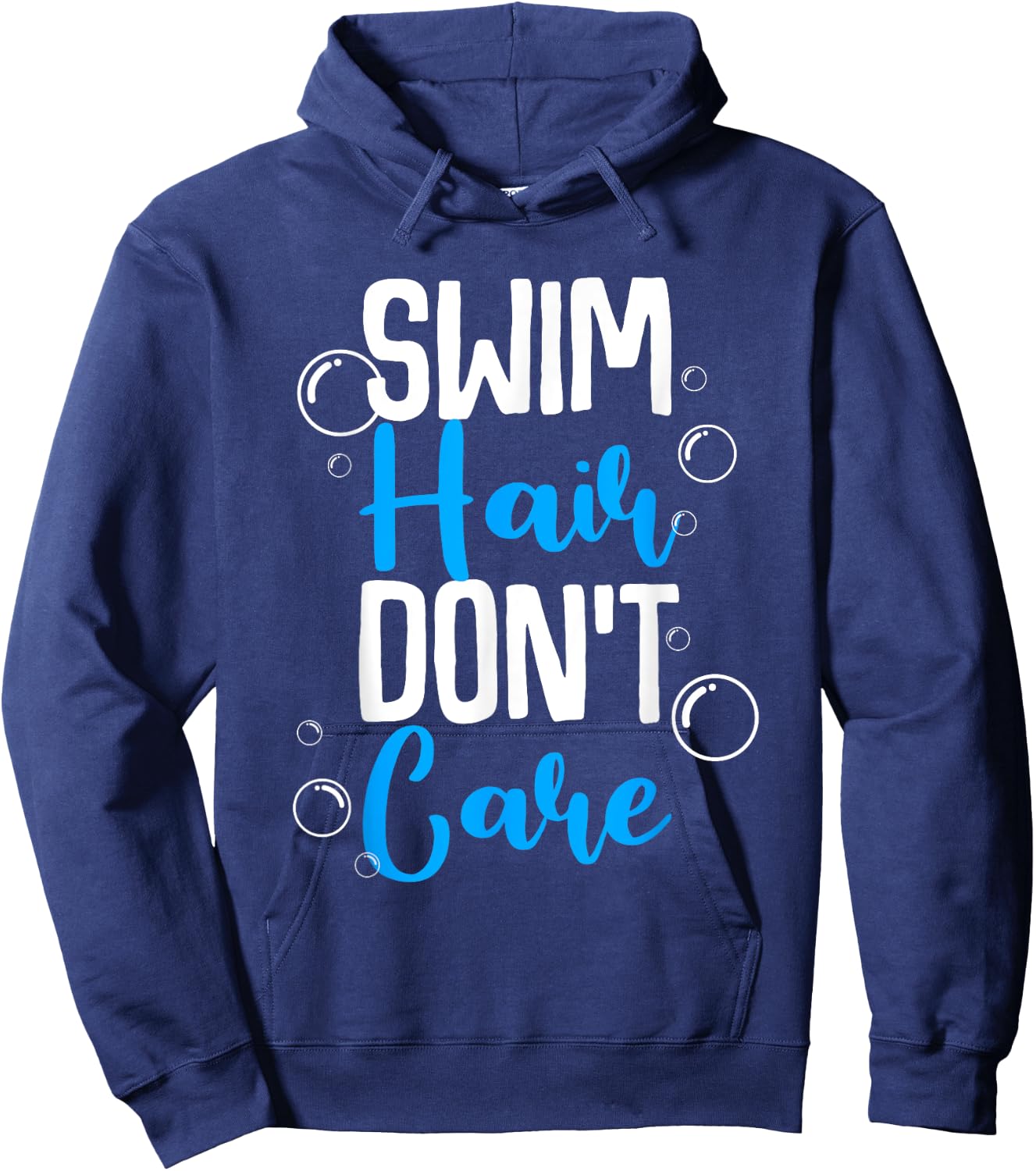 Funny Swim Hair Don't Care Gift | Cute Swimming Men Women Hoodie - Hoodie | Navy