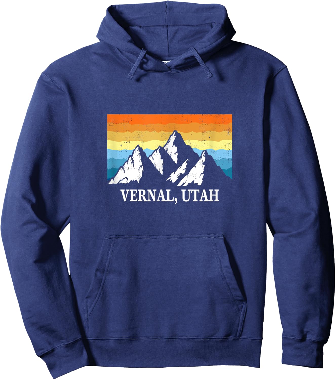 Vintage Vernal, Utah Mountain Hiking Souvenir Print Hoodie - Hoodie | Navy