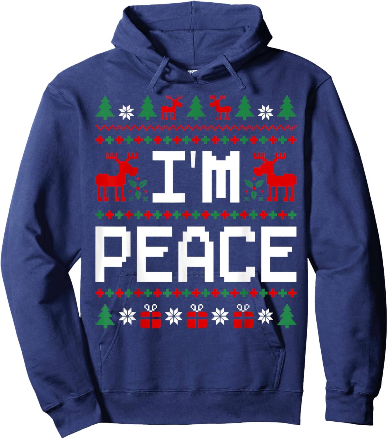 Couples Ugly Christmas Sweaters I Come In Peace I'm Peace Hoodie - Hoodie | Navy
