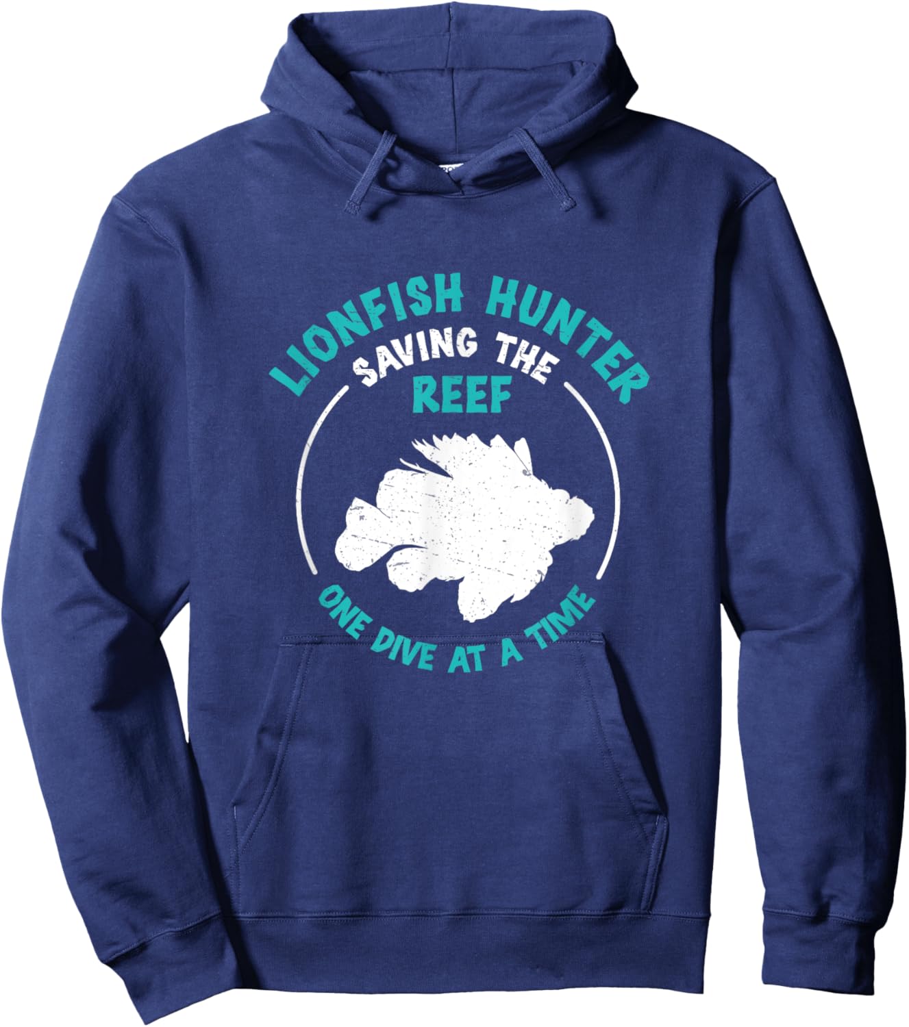 Funny Lionfish Hunter Saving The Reef One Dive At A Time Hoodie - Hoodie | Navy