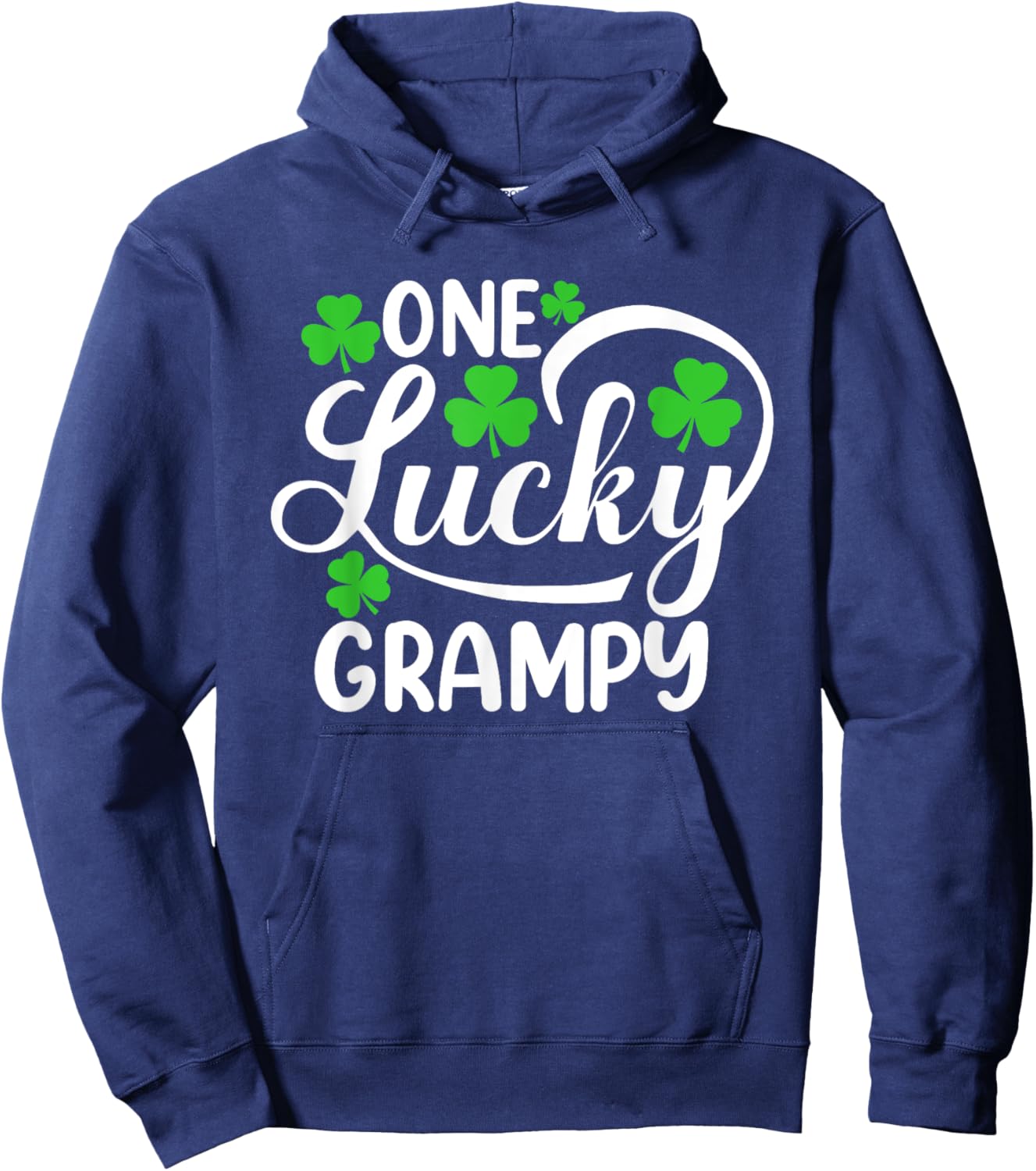 One Lucky Grampy Funny St Patrick's Day Shamrocks Hoodie - Hoodie | Navy