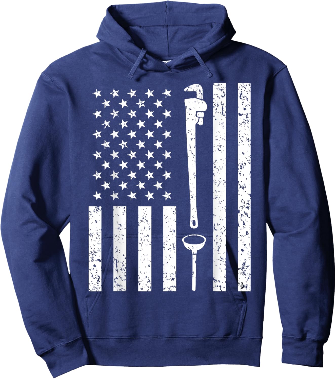 American Flag Plumber Vintage Plumbing Worker Men Funny Gift Hoodie - Hoodie | Navy