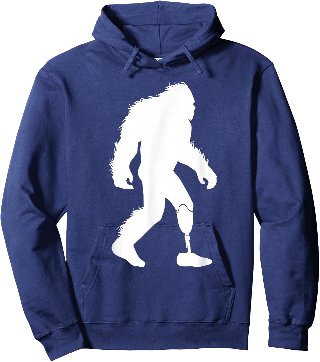 Bigfoot Leg Amputee Sasquatch Wearing Prosthetic Leg Hoodie - Hoodie | Navy
