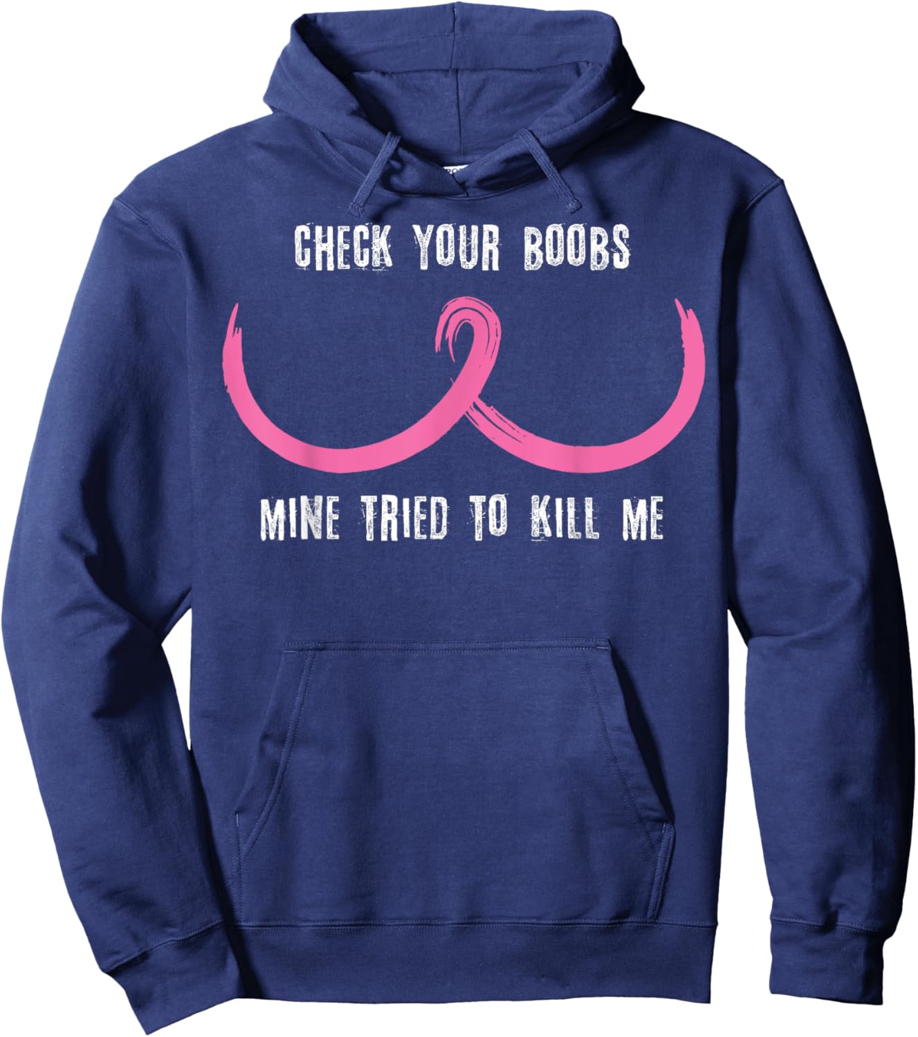 Breast Cancer Awareness Shirt Check Your Boobs Survivor Gift Hoodie - Hoodie | Navy