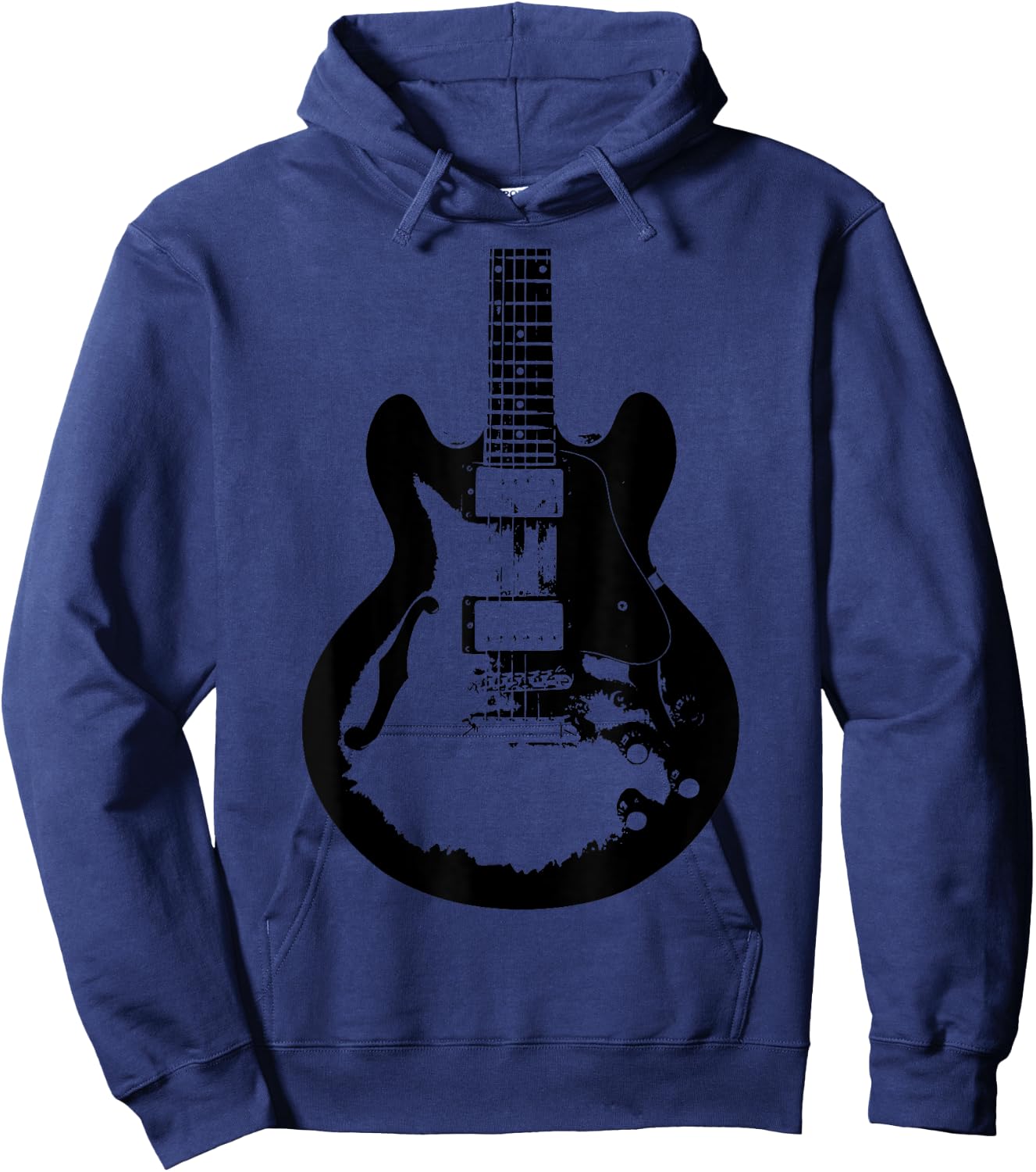 Guitar Silhouette Music Band Rock Grunge Vintage Graphic Art Hoodie - Hoodie | Navy