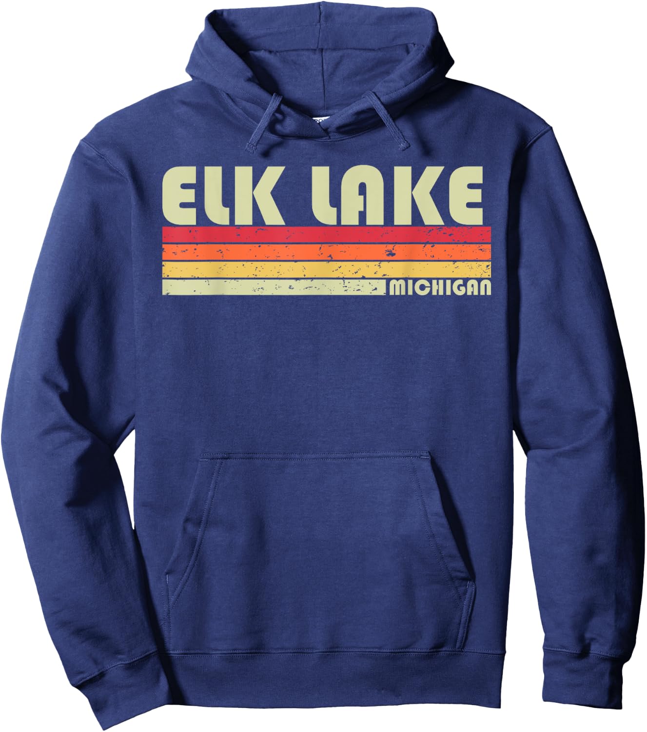 ELK LAKE MICHIGAN Funny Fishing Camping Summer Gift Men Women Kids Hoodie - Hoodie | Navy