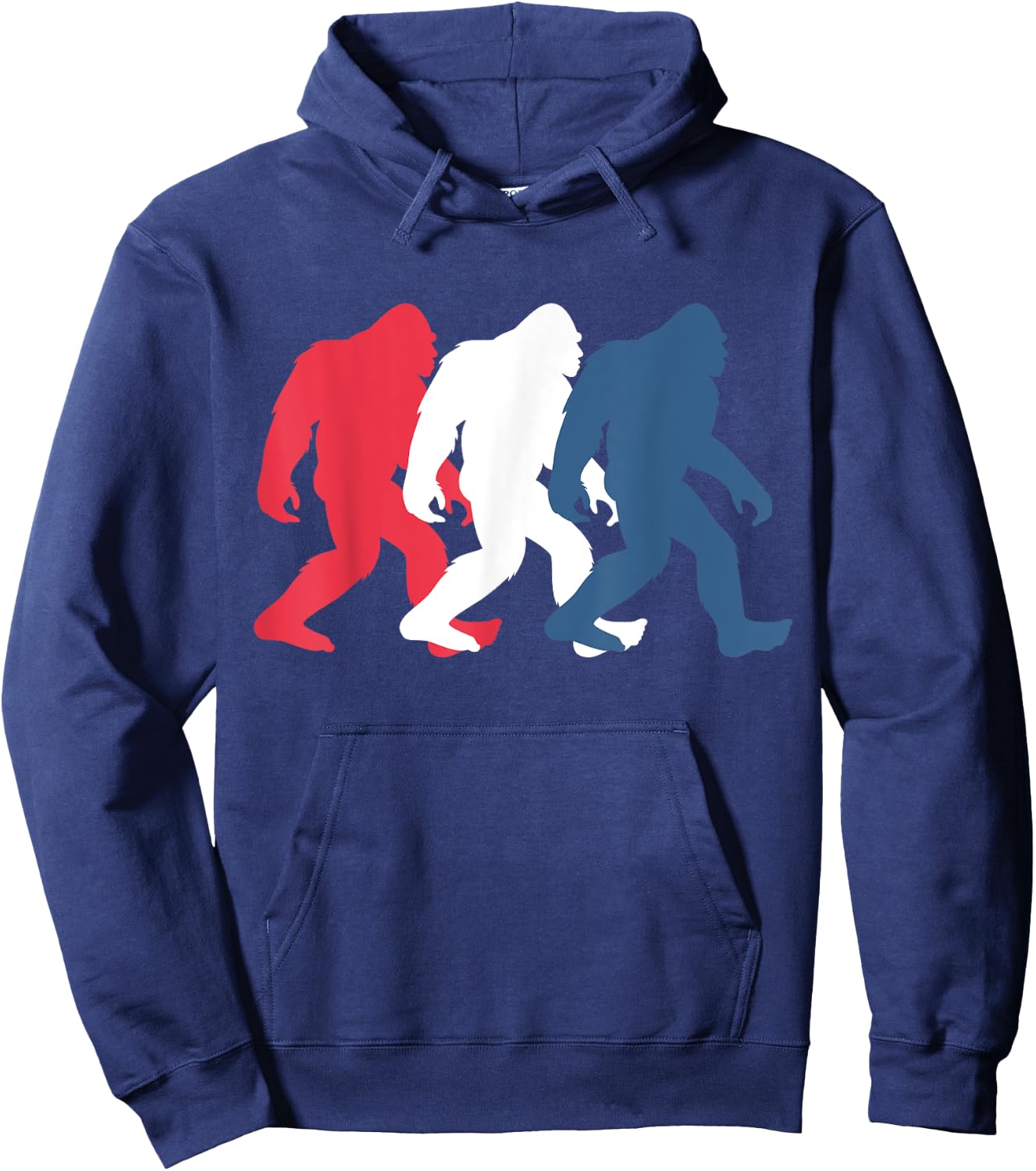 4th of July Bigfoot Red White and Blue Gift Sasquatch Merica Women Kids Men Hoodie - Hoodie | Navy