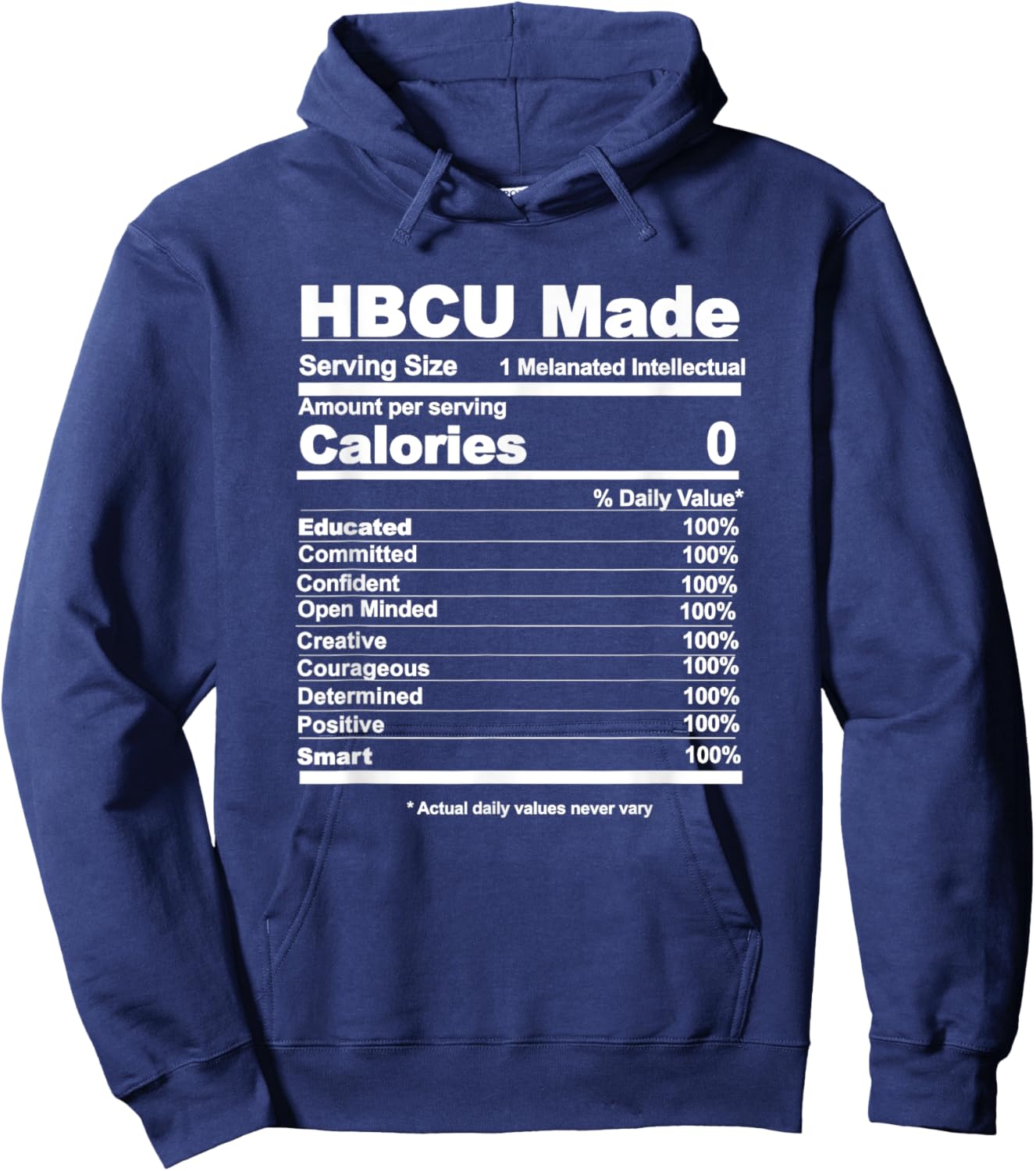HBCU Made HBCU Nutritional facts Hoodie - Hoodie | Navy
