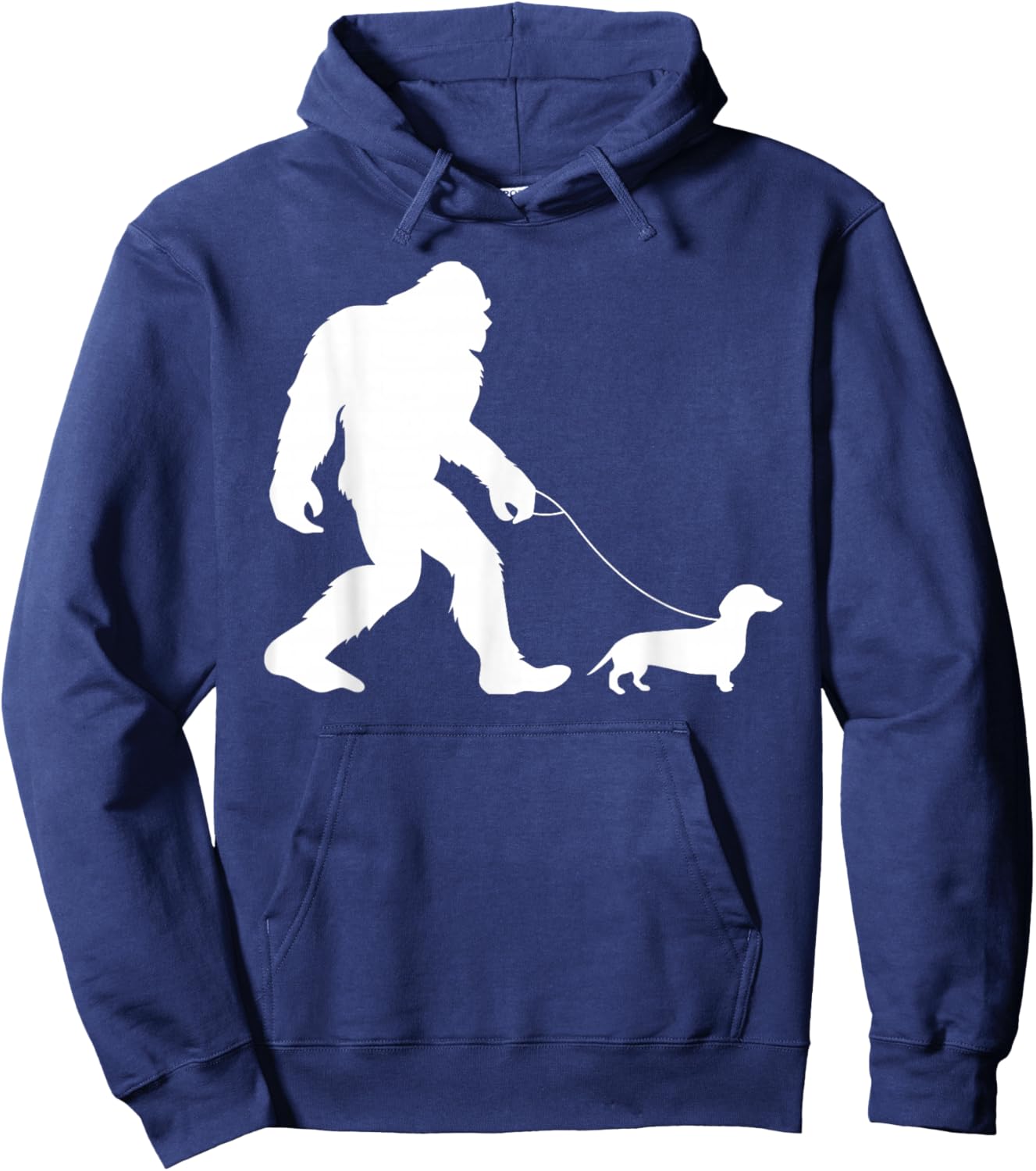 Fun Bigfoot Sasquatch Walking Dachshund Gag Gift Hoodie - Hoodie | Navy