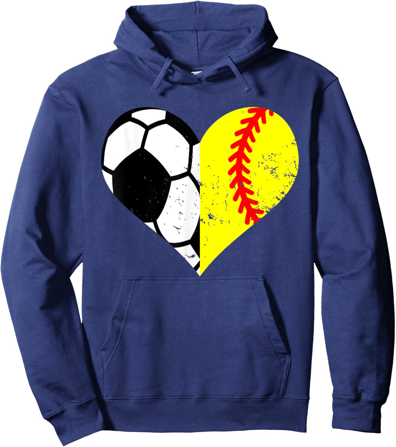 Soccer Softball Heart Funny Soccer Softball Mom Hoodie - Hoodie | Navy