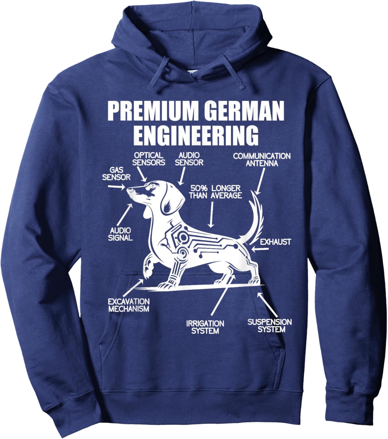 Funny Dachshund Wiener Weiner Dachshund Engineering German Hoodie - Hoodie | Navy