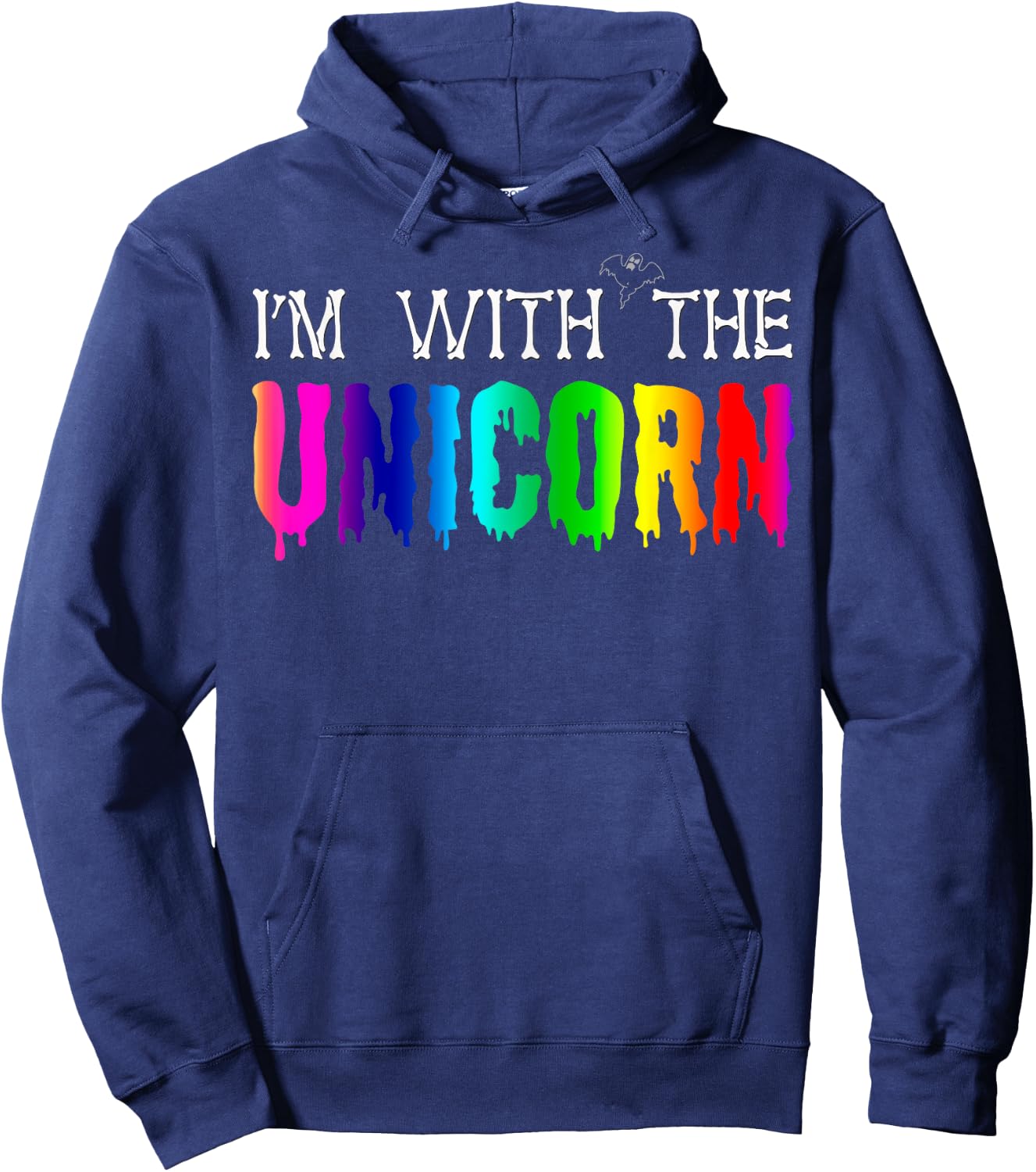 I'm With Unicorn Funny Rainbow Couple Halloween Cosplay Hoodie - Hoodie | Navy