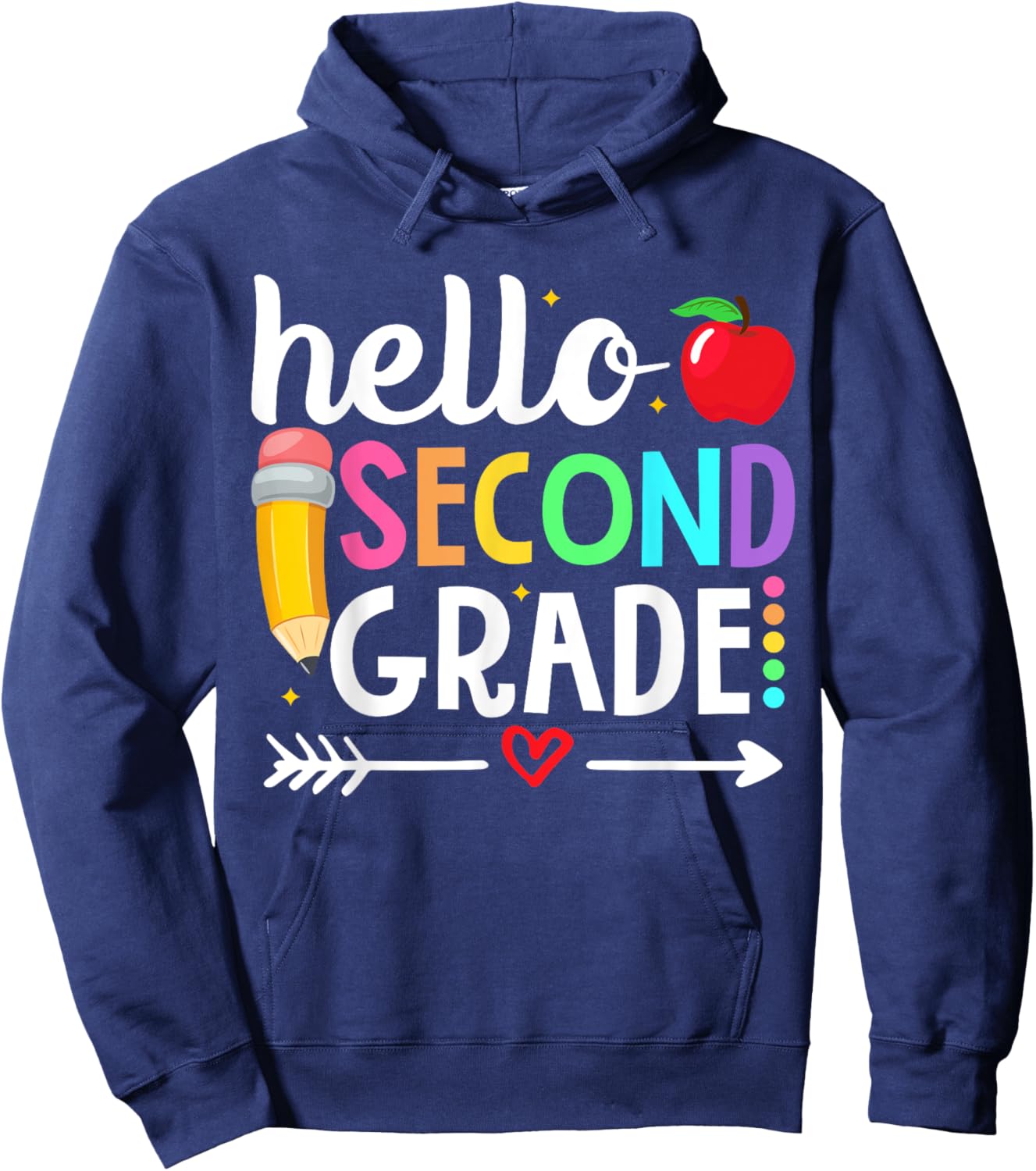 Hello Second Grade Team 2nd Grade Teacher Back to School Men Women Girls Kids Hoodie - Hoodie | Navy