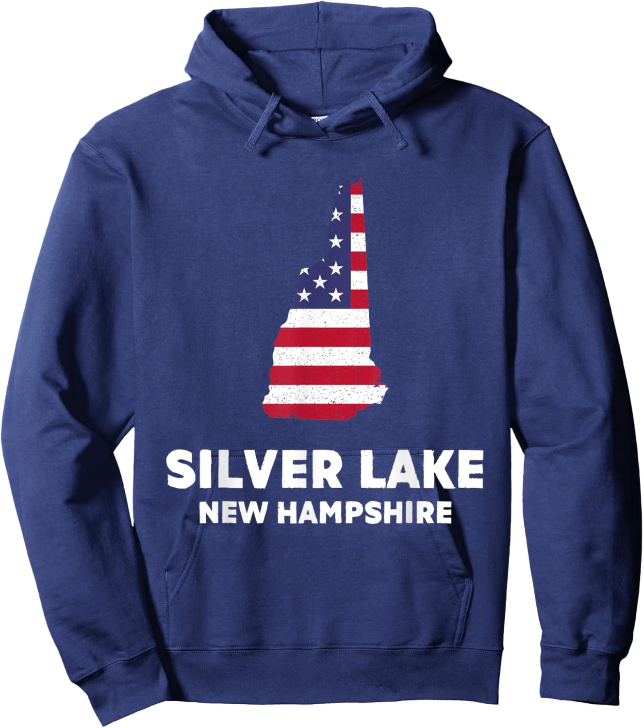 Distressed Patriotic USA Flag Silver Lake, New Hampshire Men Hoodie - Hoodie | Navy