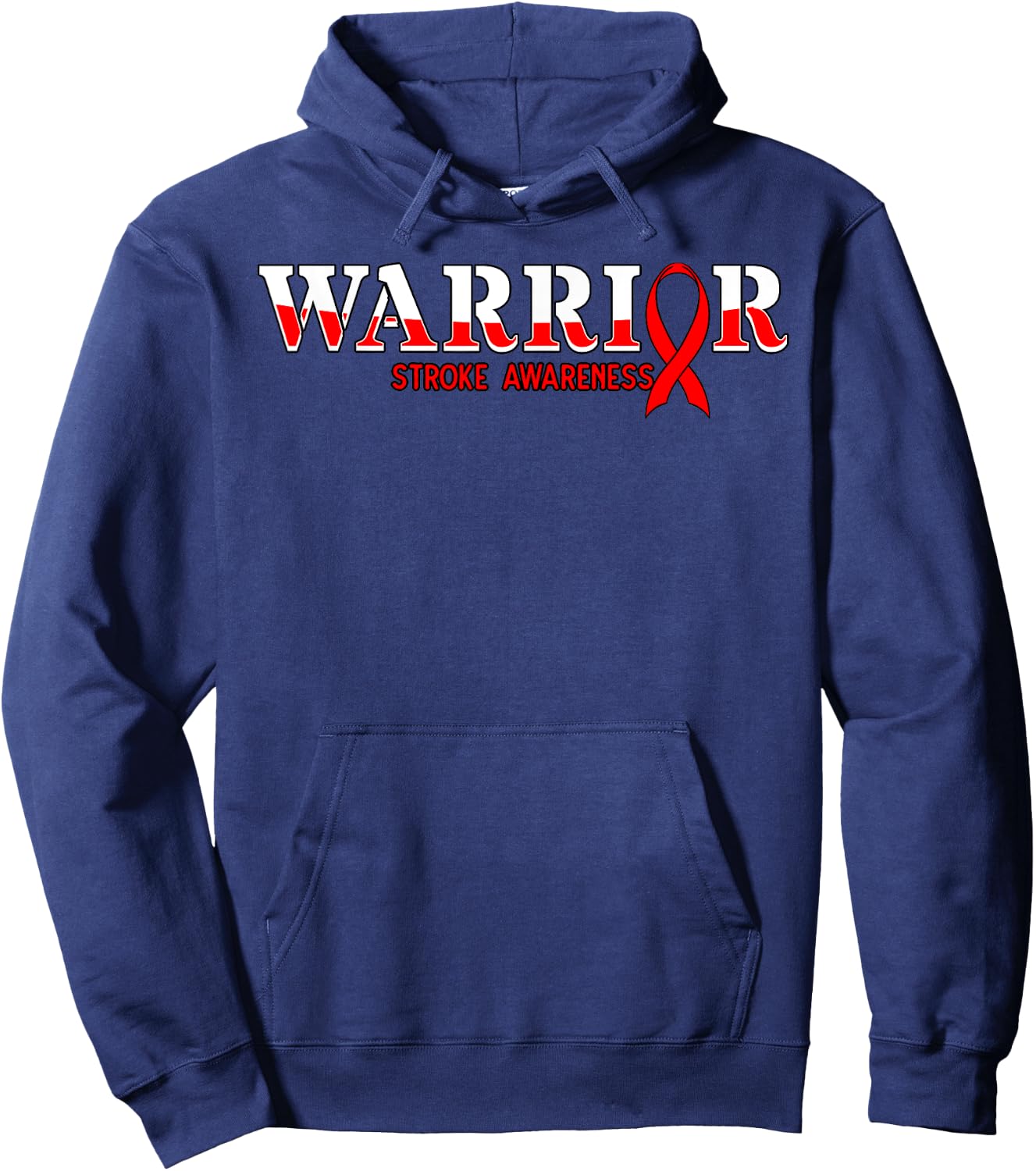 Stroke Warrior Red Ribbon Ischemic Cerebrovascular Brain Hoodie - Hoodie | Navy