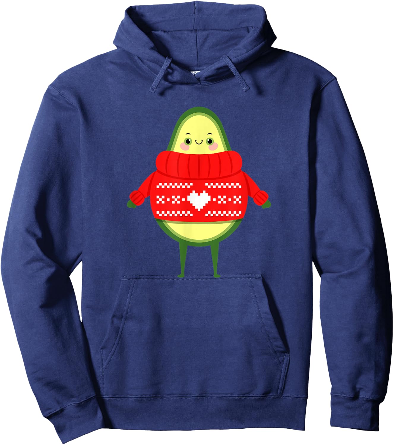 Avocado With Ugly Christmas Sweater - Cute Xmas Illustration Hoodie - Hoodie | Navy