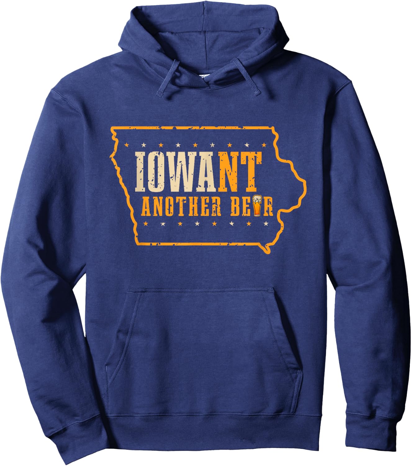 Iowa State Map USA Flag Beer Drinking Funny Men Hoodie - Hoodie | Navy