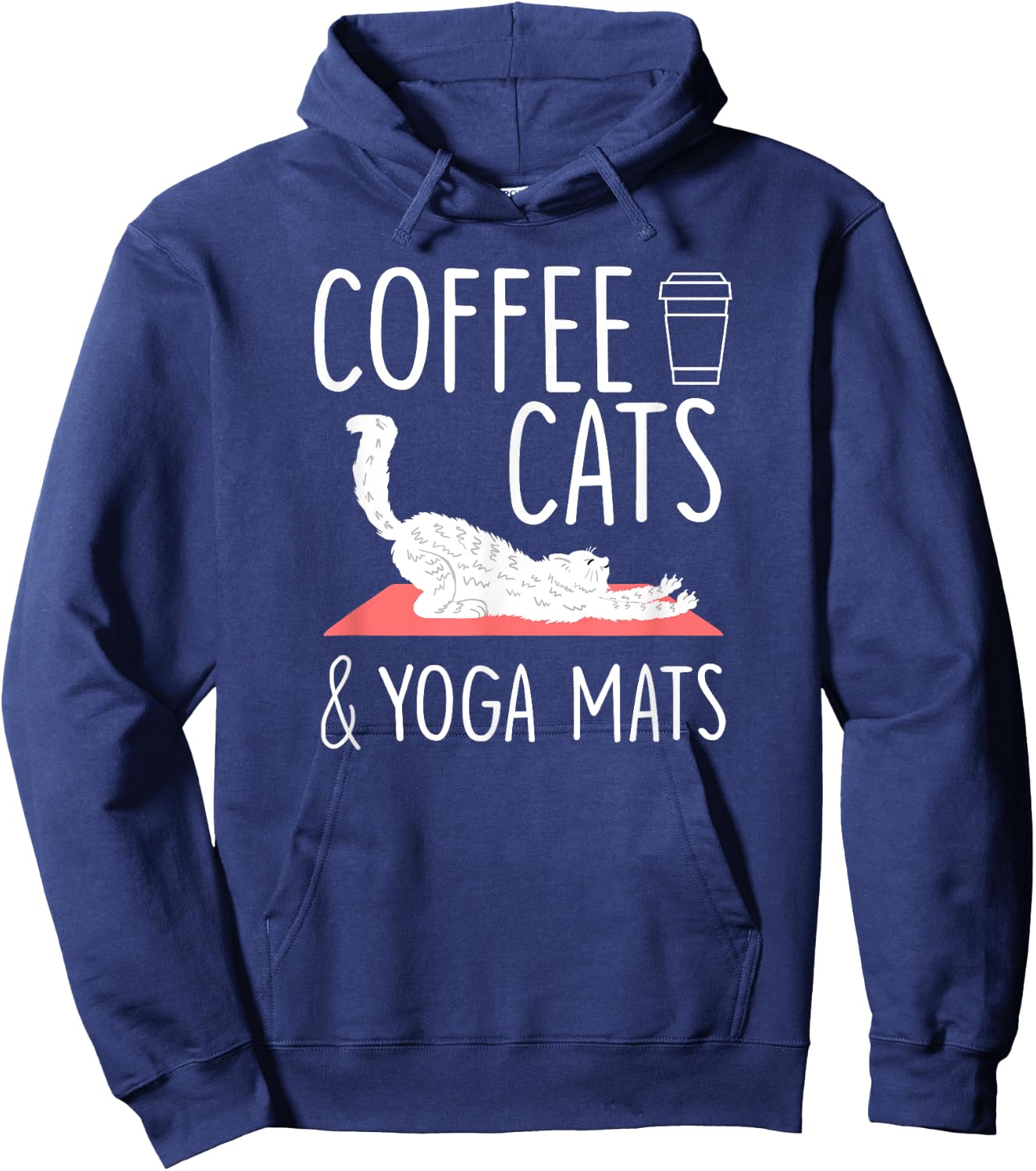 Coffee Cats Yoga Mats Cute Yogic Exercise Yoga Lover Gift Hoodie - Hoodie | Navy