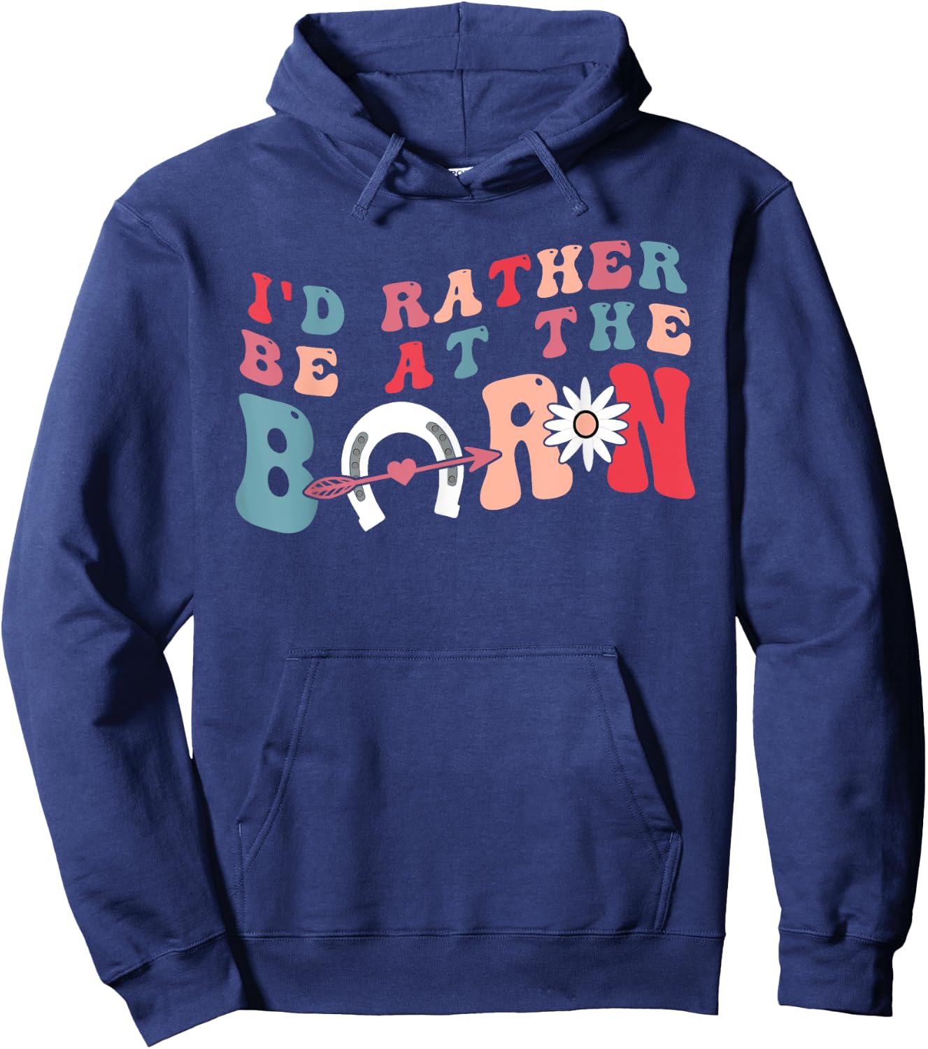 Funny Country Farm Horse Girl, I'd Rather Be at The Barn Hoodie - Hoodie | Navy