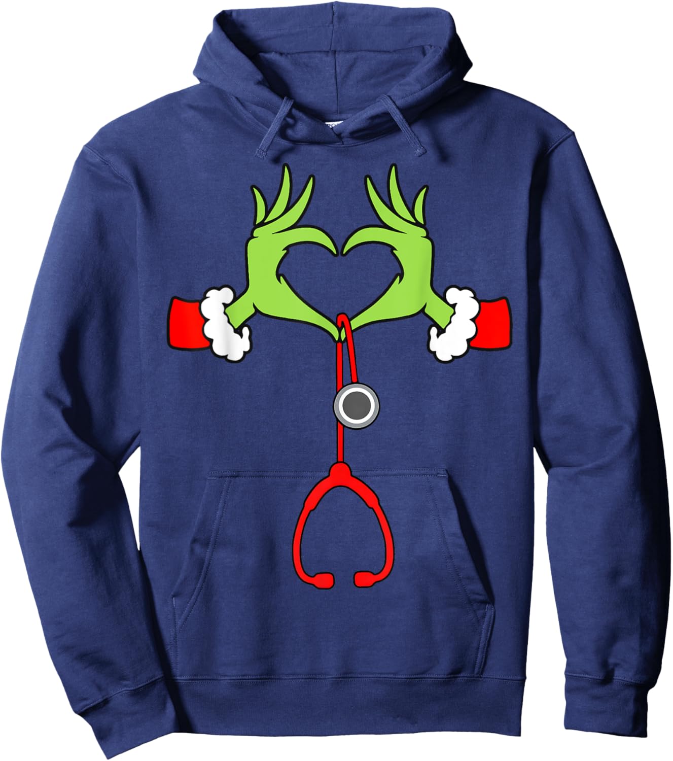 Nurse Christmas Stethoscope Nurses Xmas Pajamas PJs Women Hoodie - Hoodie | Navy