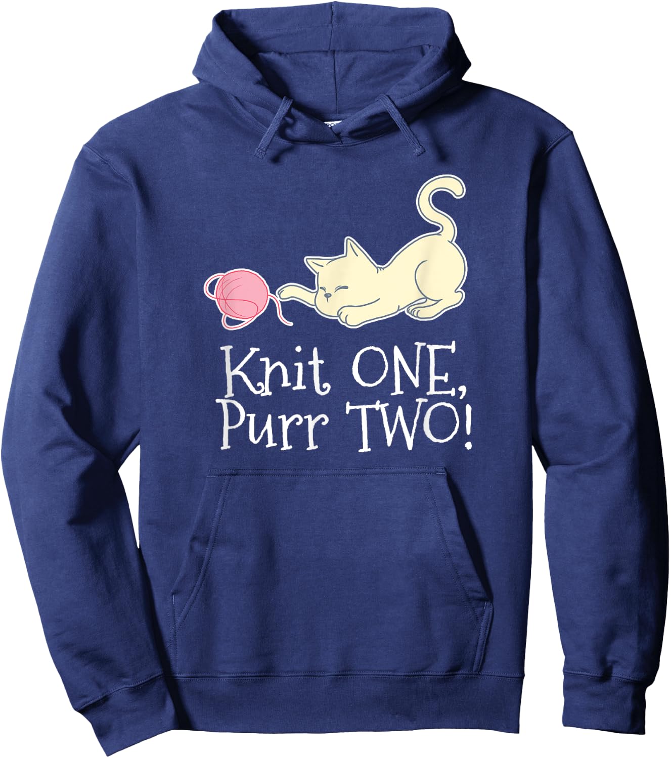 Knit One Purr Two Cat Lover Yarn Crocheting Women Hoodie - Hoodie | Navy