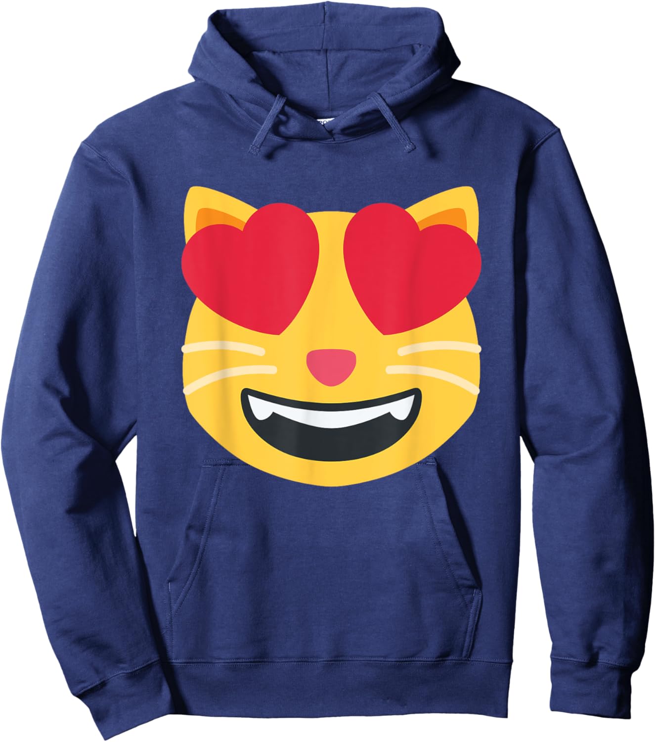 Emoticon Smiling Cat Face Hoodie - Hoodie | Navy