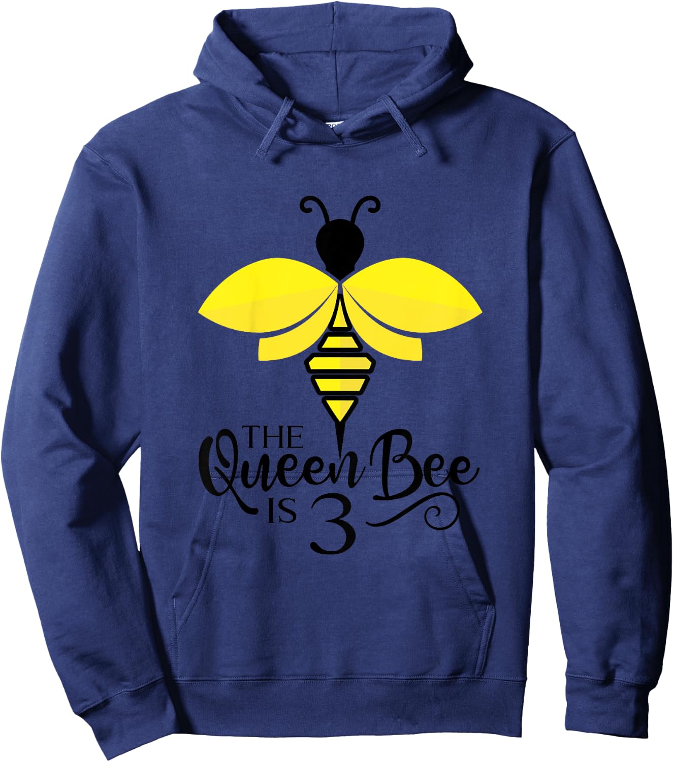 Kids 3rd Birthday The Queen Bee Is 3 Years Old Bumblebee Hoodie - Hoodie | Navy