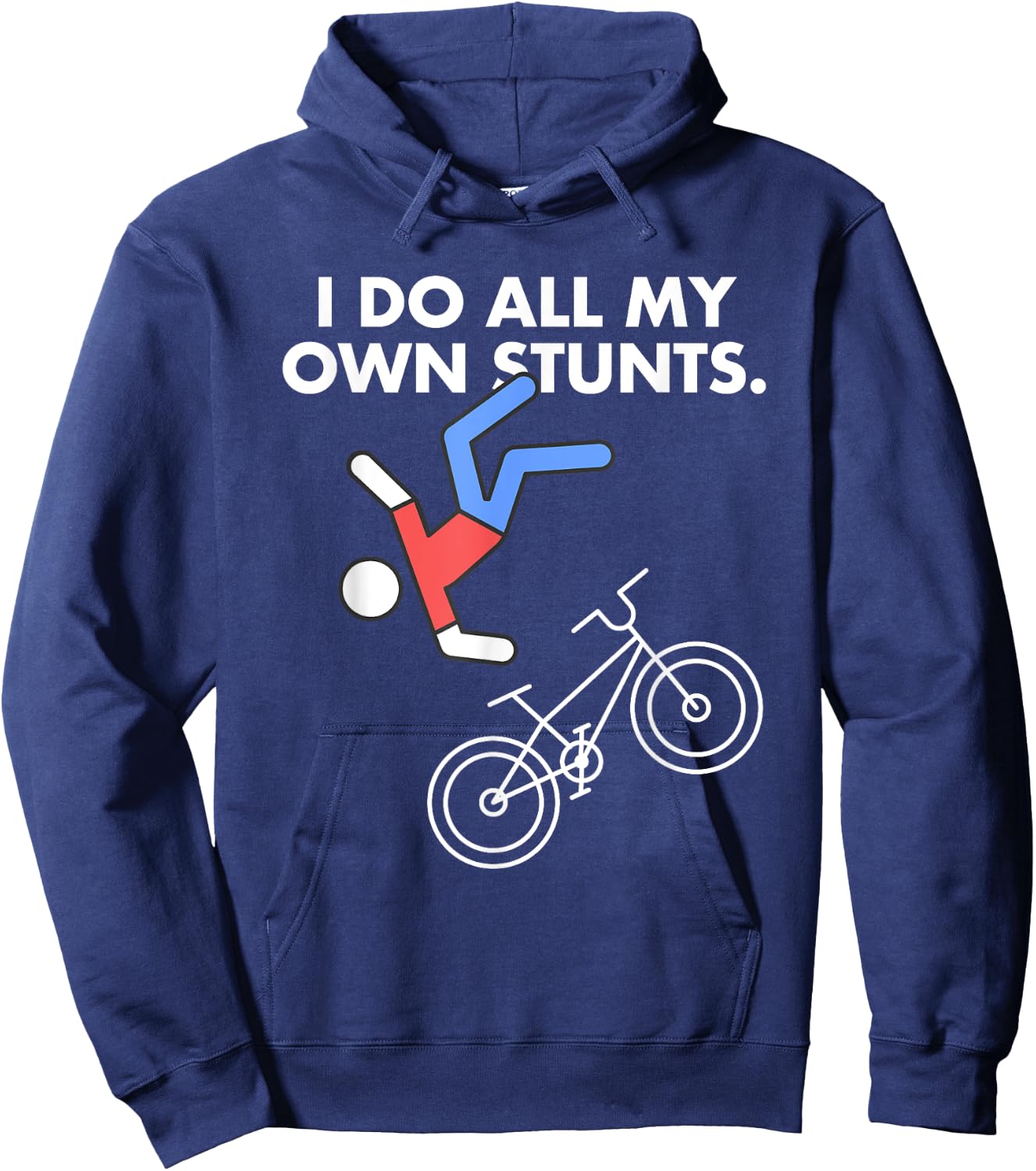 Get Well Funny MTB Bicycle Injury I do my own stunts Bike Hoodie - Hoodie | Navy