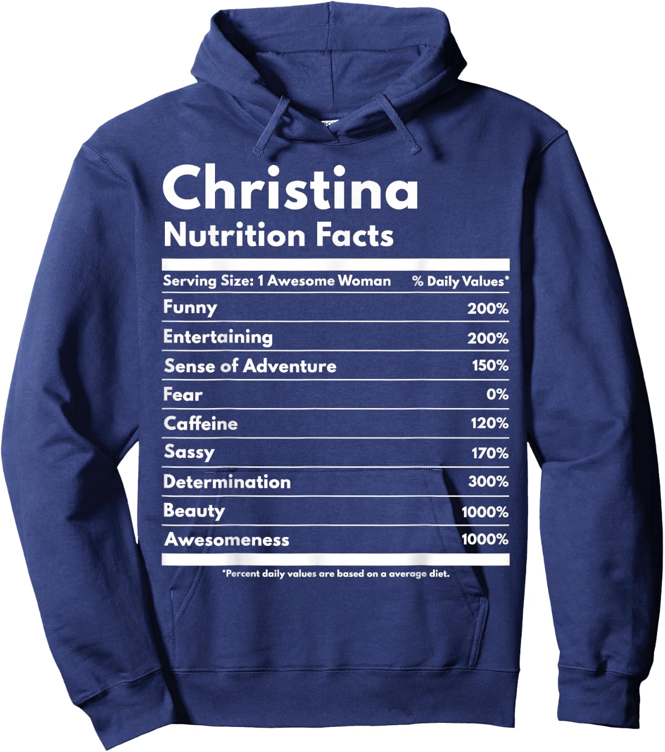 Christina Nutrition Facts Funny Personalized Name Christina Hoodie - Hoodie | Navy
