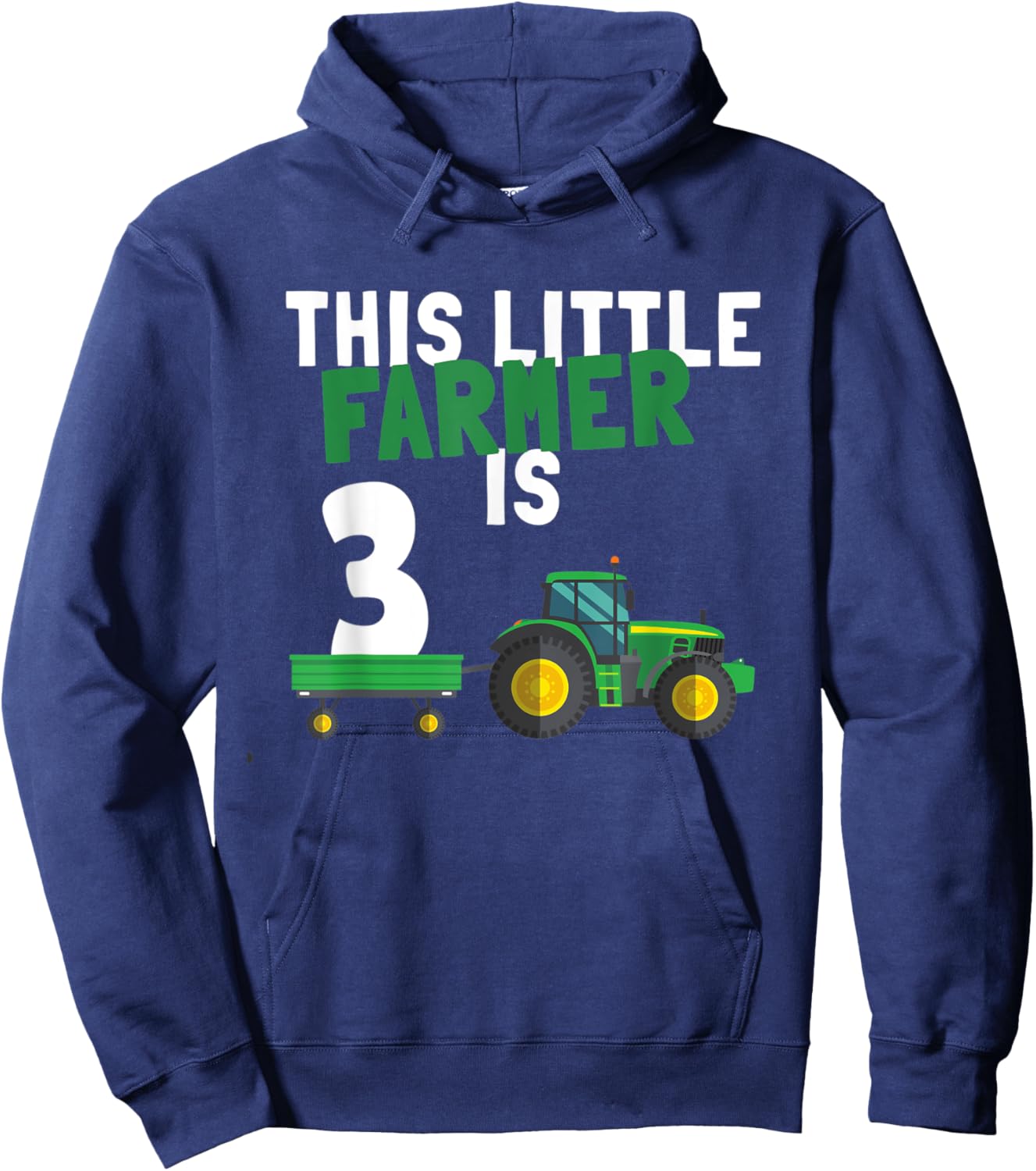 This Little Farmer is 3 Kids 3nd Birthday Farm Tractor Hoodie - Hoodie | Navy