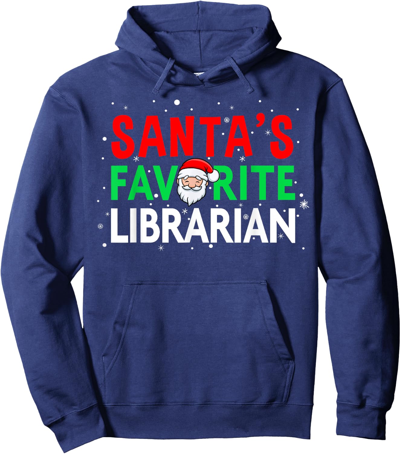 Librarian Christmas Santa's Favorite Librarian Shirt Hoodie - Hoodie | Navy