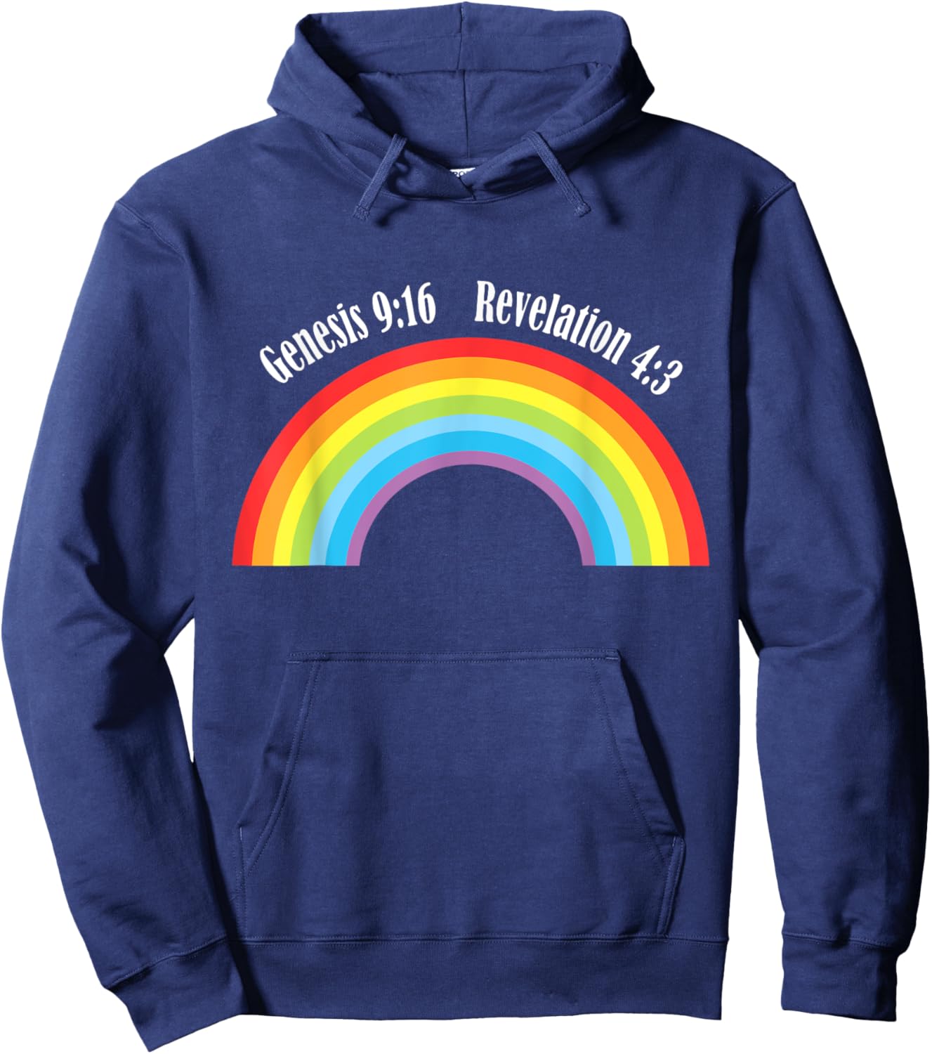 Rainbow Genesis 9-13 Revelation 4-3 Bible Christian Lover Hoodie - Hoodie | Navy
