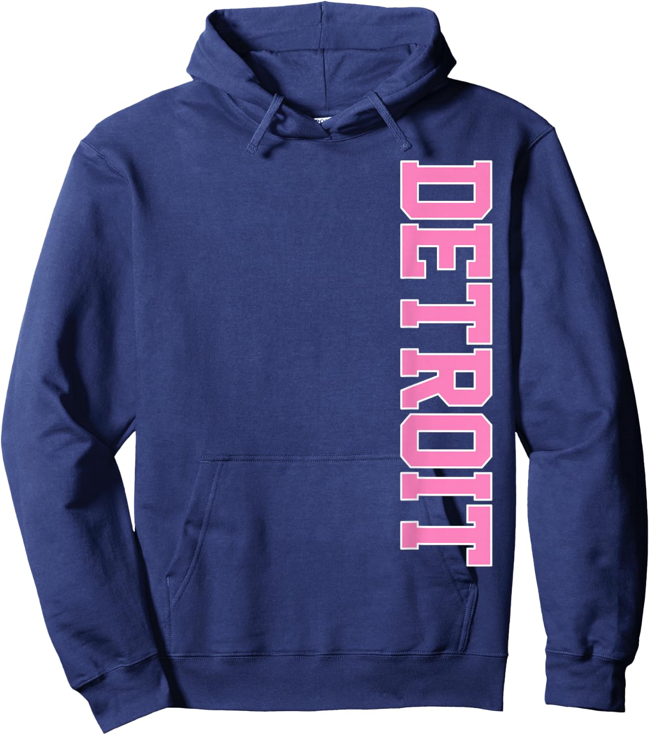 Vintage Detroit Home Pride Pink Varsity Detroit Hoodie - Hoodie | Navy
