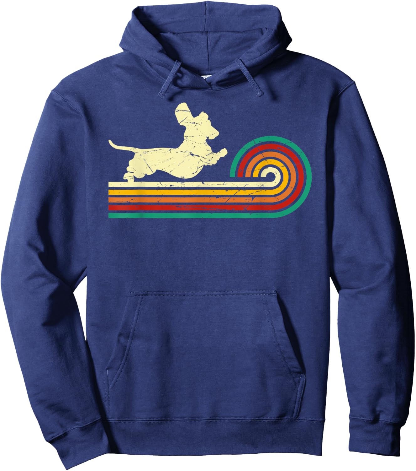 Dachshund Vintage Silhouette 60s 70s Retro Gifts Dog Lover Hoodie - Hoodie | Navy