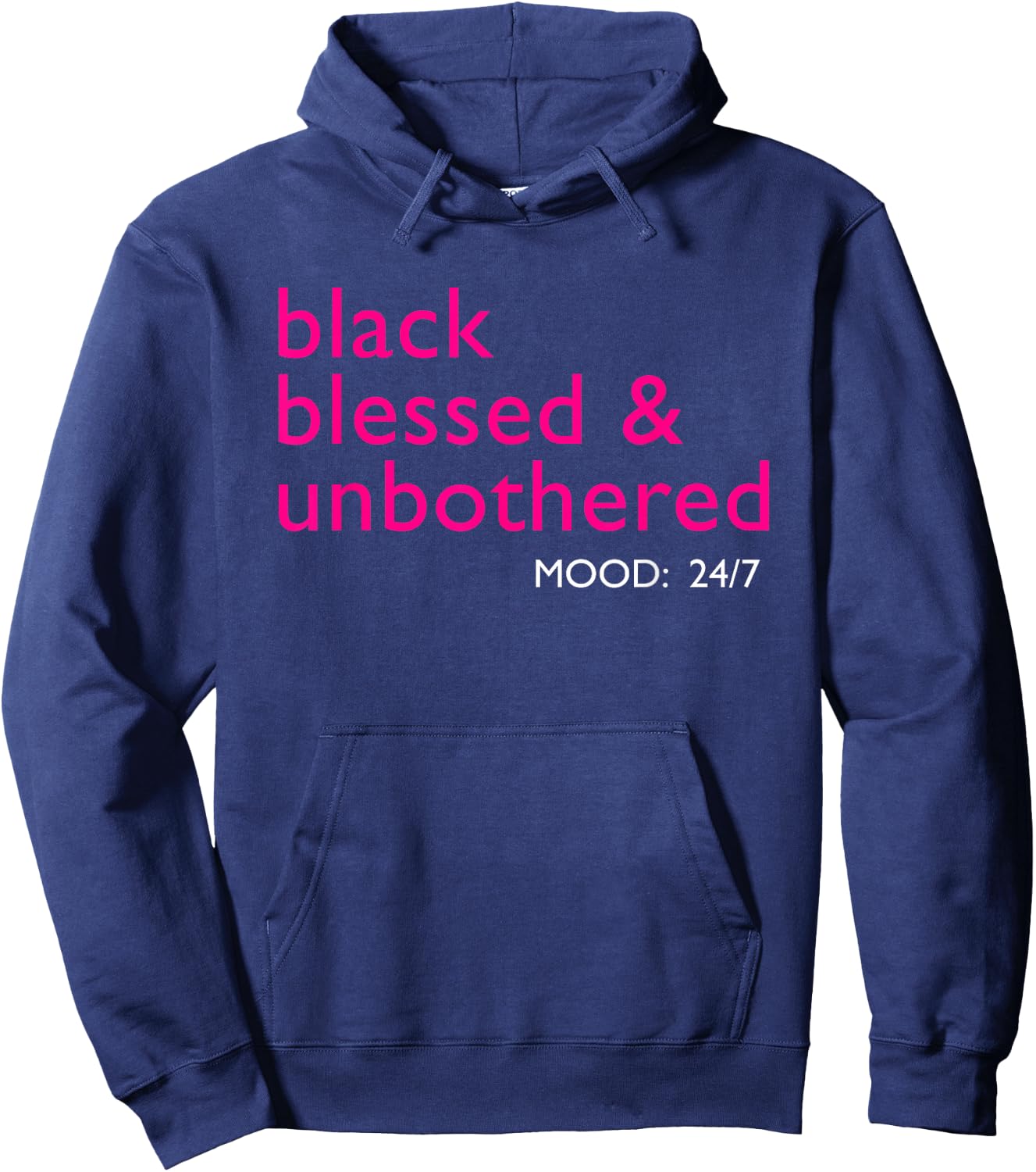 Black Blessed and Unbothered Mood Hoodie - Hoodie | Navy