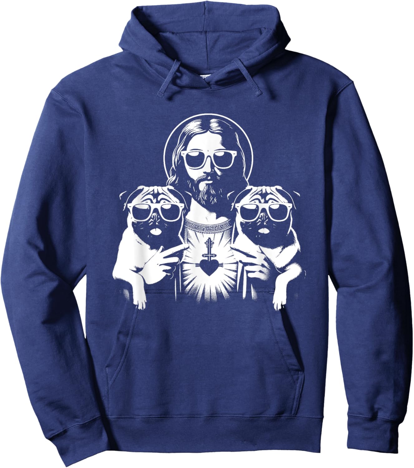 Jesus Pugs - Funny Christian Religious Dog Lover Men Women Girls Kids Hoodie - Hoodie | Navy