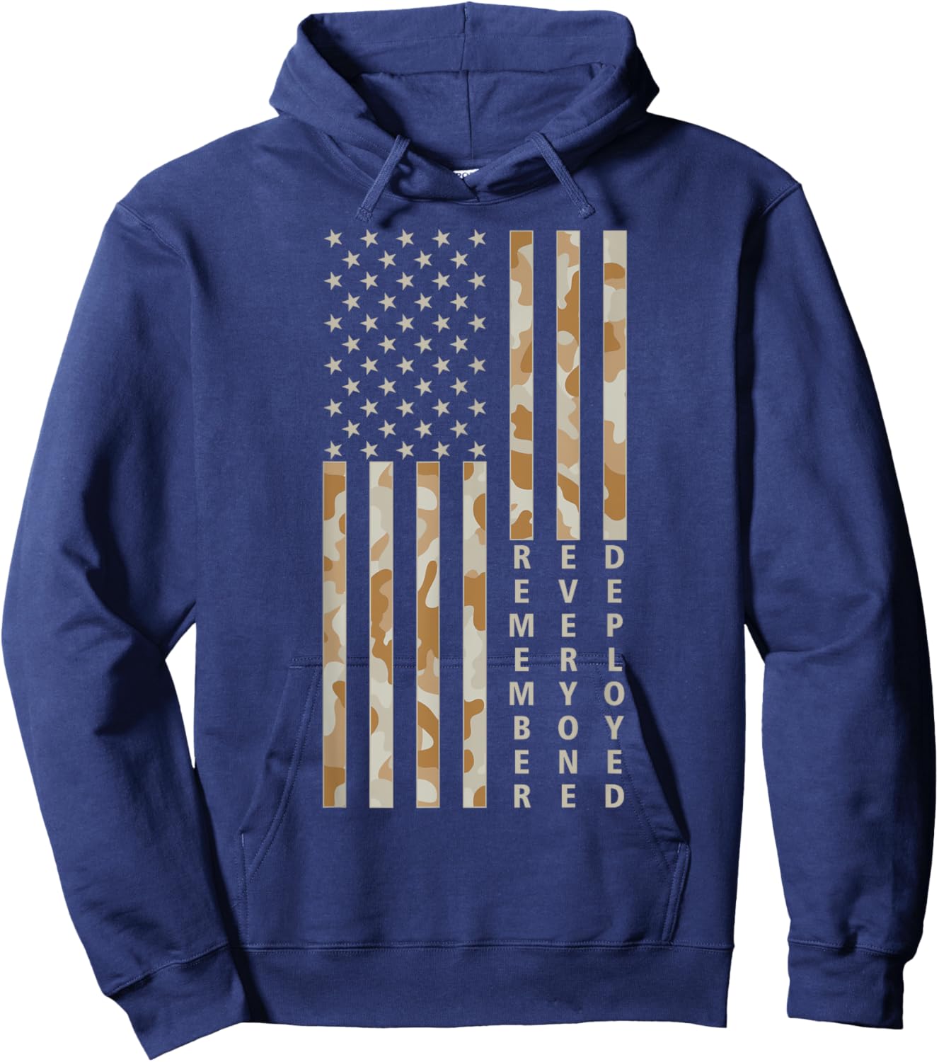 RED Friday Remember Everyone Deployed Camo Flag Tan Military Hoodie - Hoodie | Navy