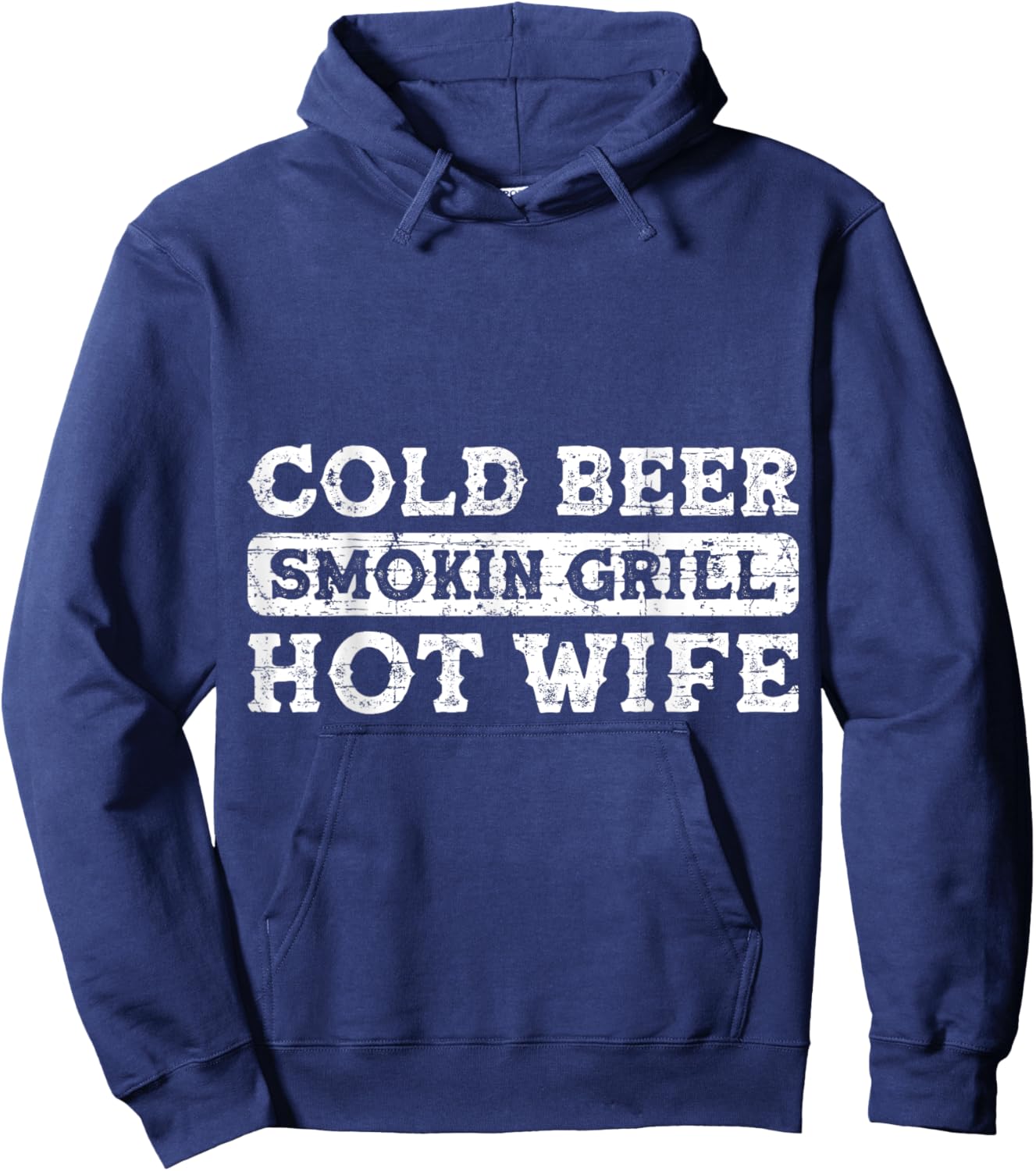 BBQ - Cold Beer Smokin Grill Hot Wife Hoodie - Hoodie | Navy